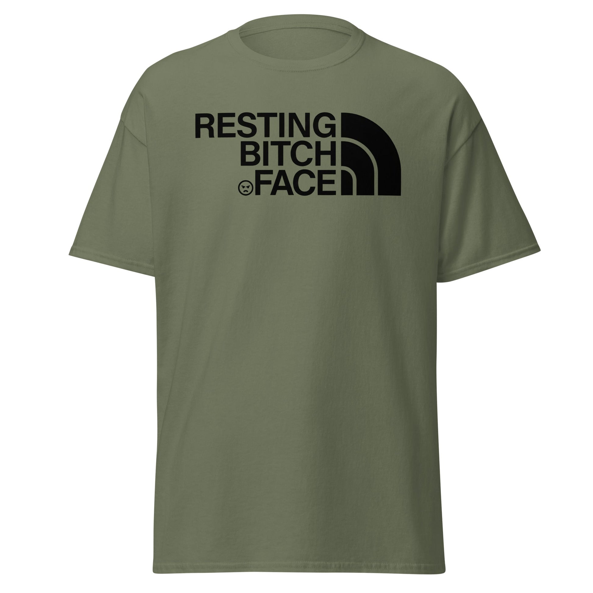 Resting Bitch Face Parody T-Shirt - Military Green - T-Shirts Online
