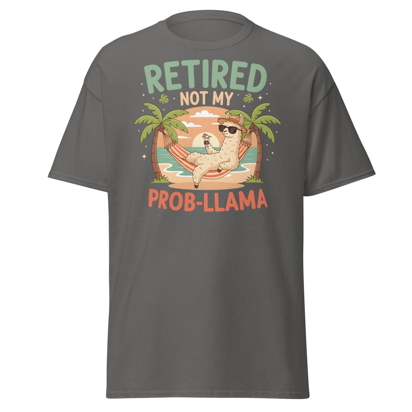 Retired Not My Prob - Llama T-Shirt - Charcoal - T-Shirts Online