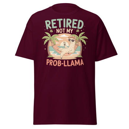 Retired Not My Prob - Llama T-Shirt - Maroon - T-Shirts Online