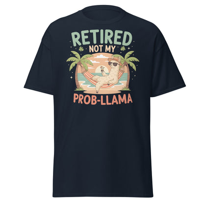 Retired Not My Prob - Llama T-Shirt - Navy - T-Shirts Online