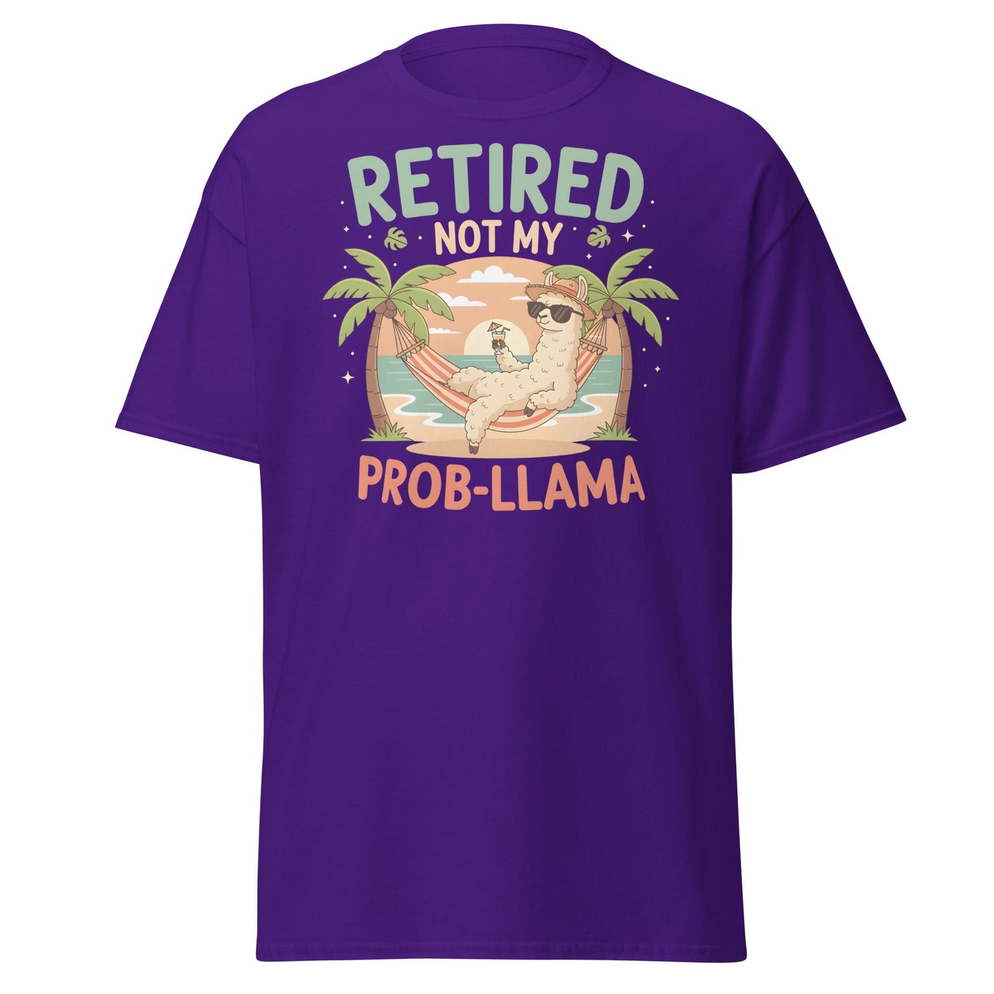 Retired Not My Prob - Llama T-Shirt - Purple - T-Shirts Online