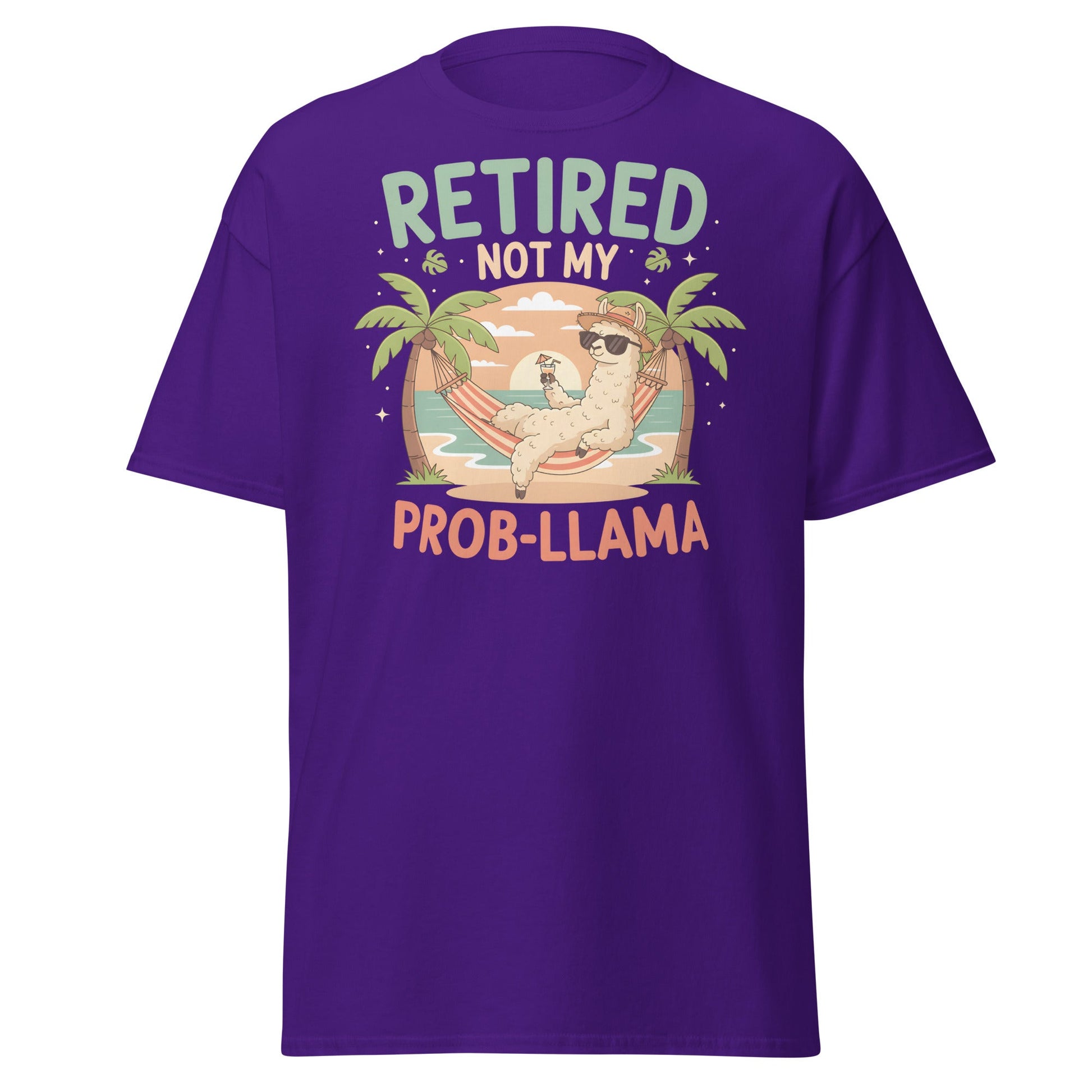 Retired Not My Prob - Llama T-Shirt - Purple - T-Shirts Online