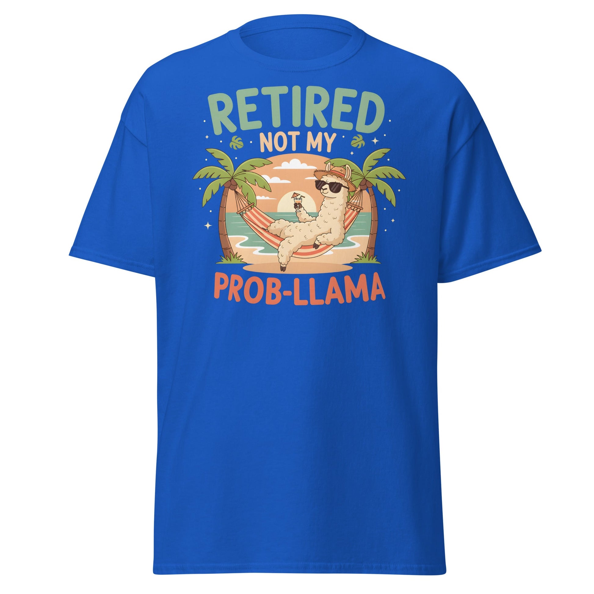 Retired Not My Prob - Llama T-Shirt - Royal - T-Shirts Online