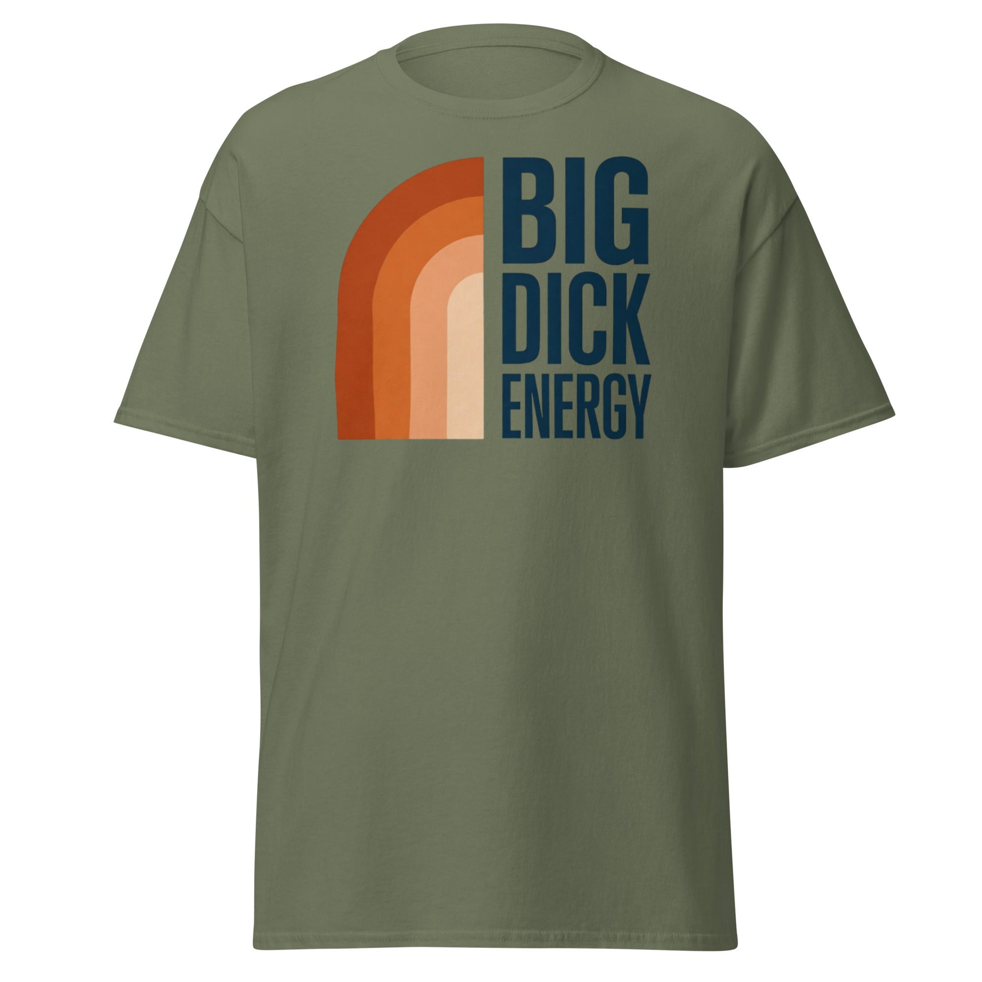 Retro Big Dick Energy T-Shirt | Funny 70s Style Graphic Tee - Military Green - T-Shirts Online