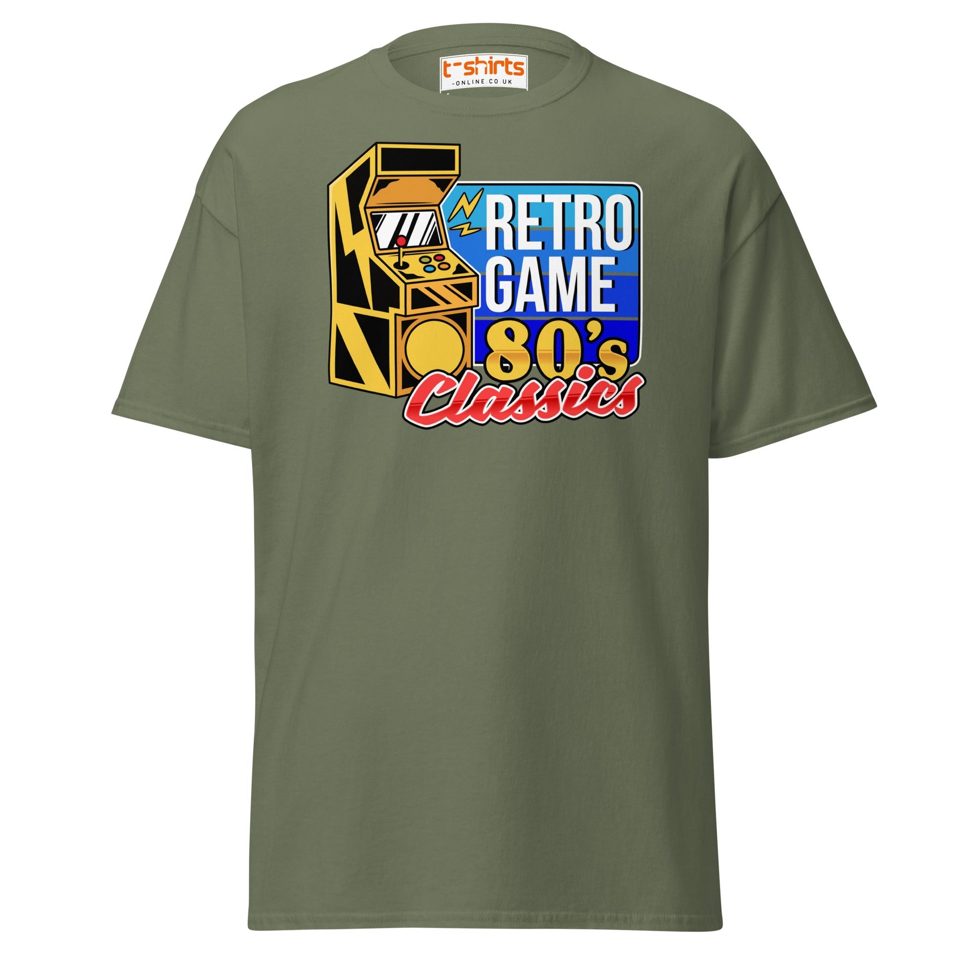 Retro Game 80’s Classics T-Shirt | Vintage Arcade Tee - Military Green - T-Shirts Online