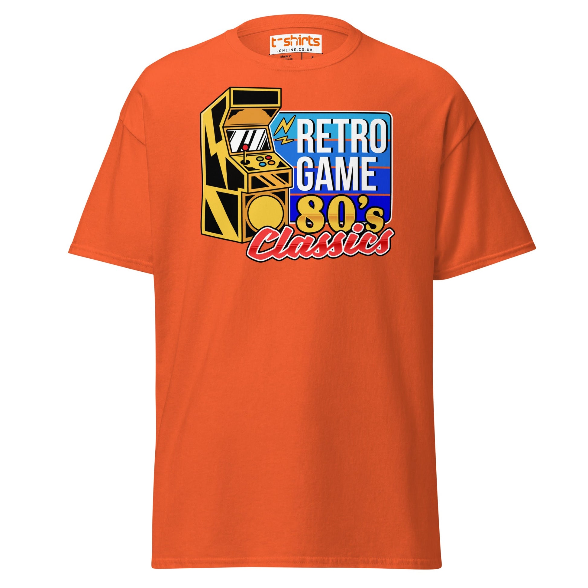 Retro Game 80’s Classics T-Shirt | Vintage Arcade Tee - Orange - T-Shirts Online
