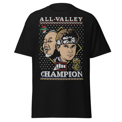 Retro Martial Arts Champion Christmas Sweater Tee - Black - T-Shirts Online