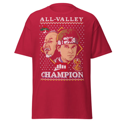 Retro Martial Arts Champion Christmas Sweater Tee - Cardinal - T-Shirts Online