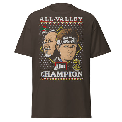 Retro Martial Arts Champion Christmas Sweater Tee - Dark Chocolate - T-Shirts Online