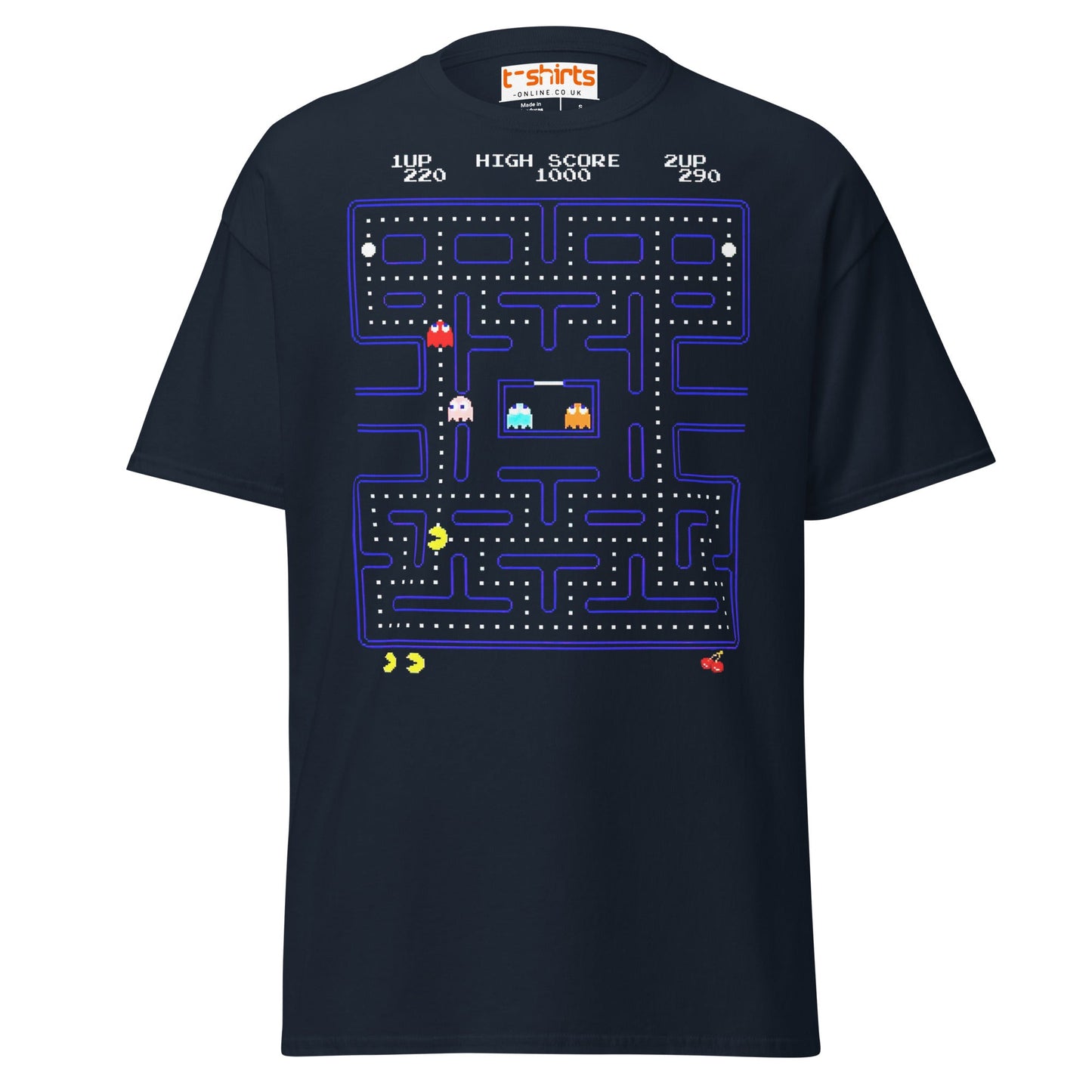 Retro Pac - Man Arcade T-Shirt | Classic Gamer Tee - Navy - T-Shirts Online