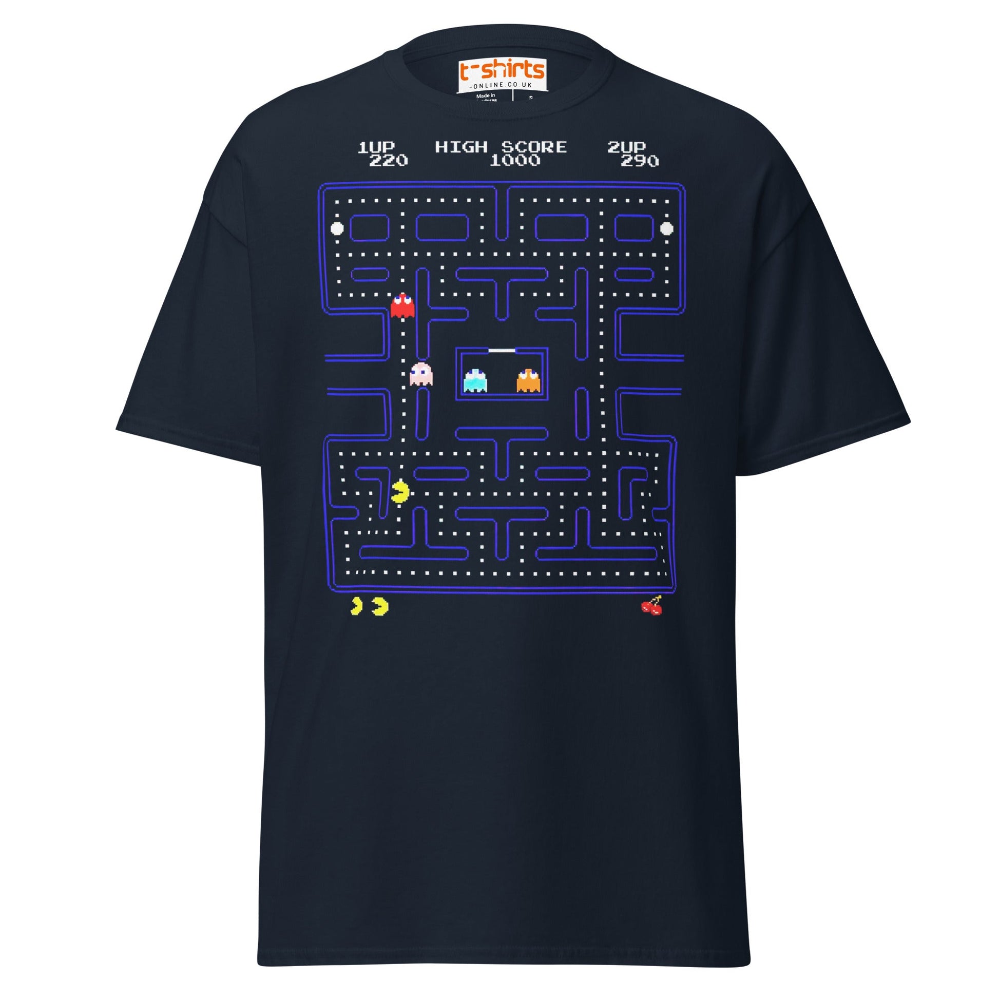 Retro Pac - Man Arcade T-Shirt | Classic Gamer Tee - Navy - T-Shirts Online