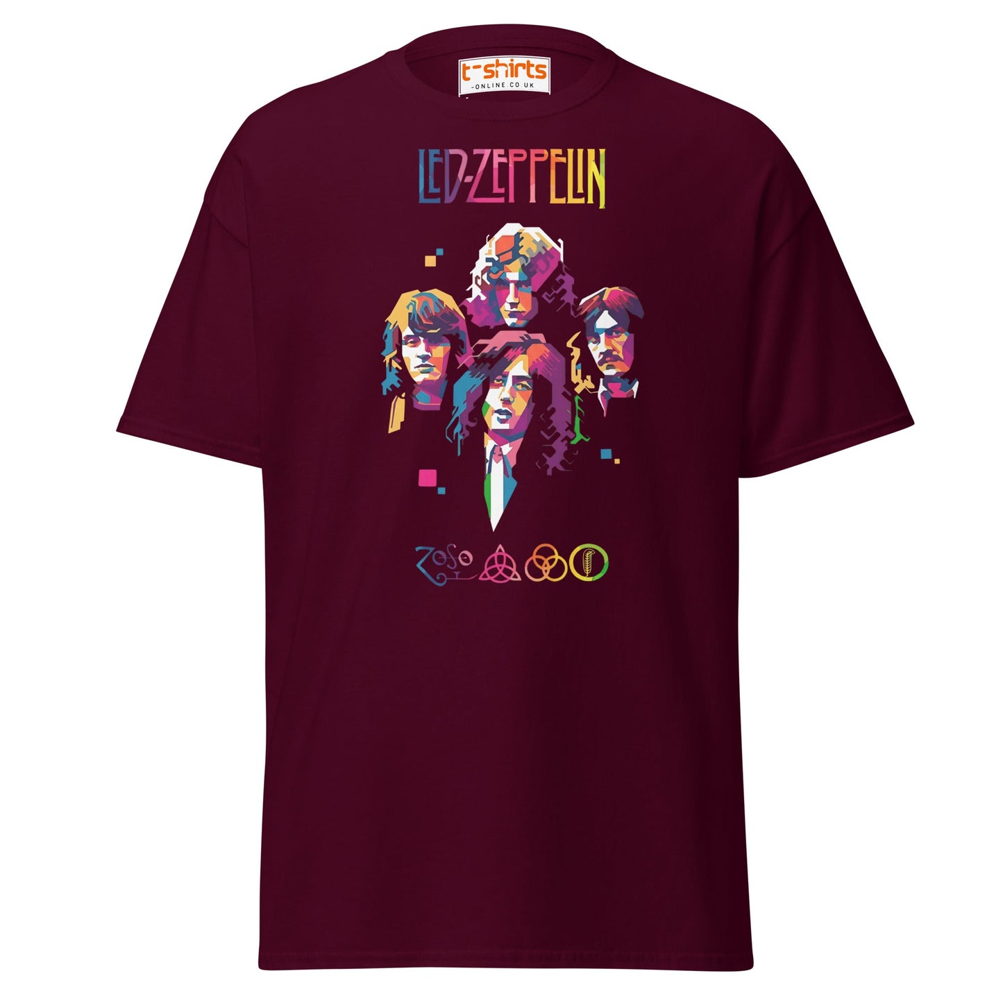 Retro Rock Band Pop Art T-Shirt - Maroon - T-Shirts Online