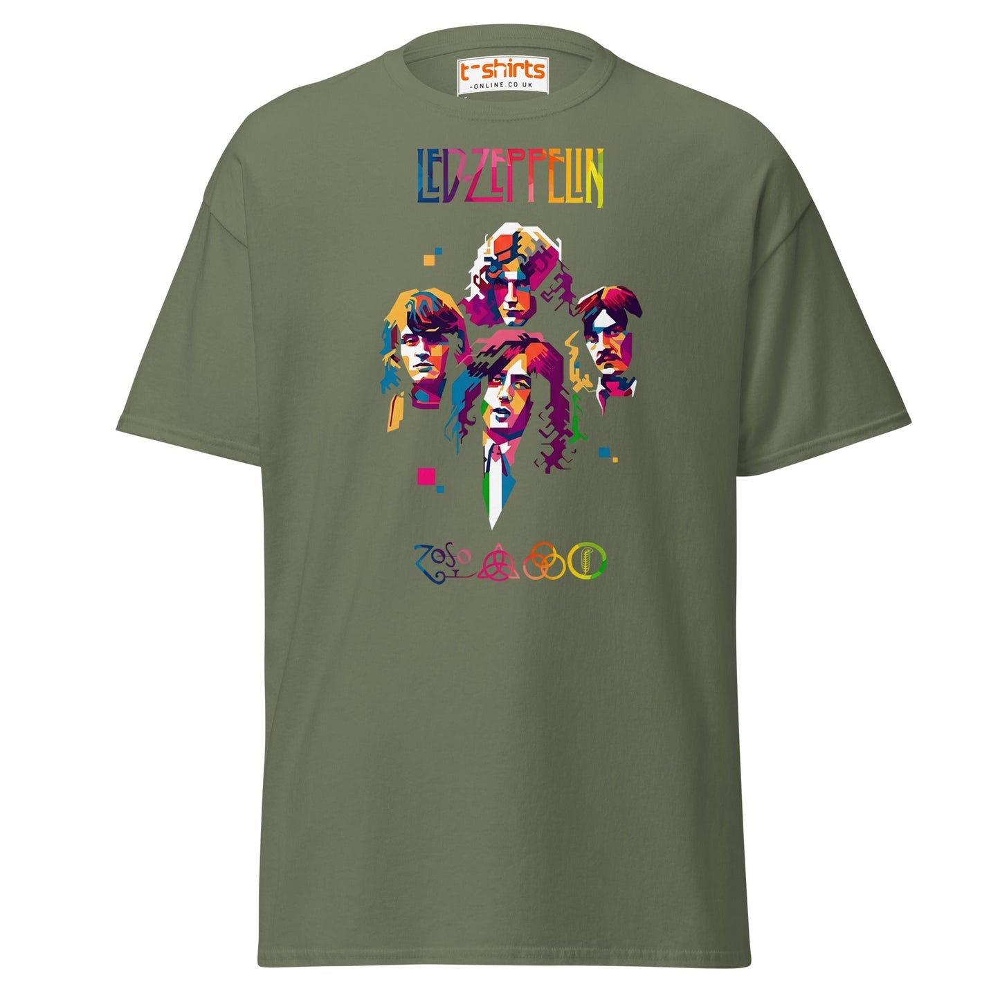 Retro Rock Band Pop Art T-Shirt - Military Green - T-Shirts Online