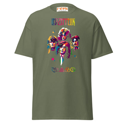 Retro Rock Band Pop Art T-Shirt - Military Green - T-Shirts Online