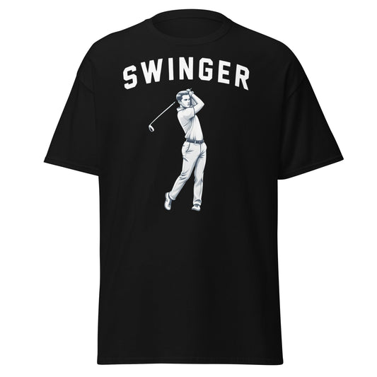 Retro Swinger Golf T-Shirt - Funny Golfer Graphic Tee - Black - T-Shirts Online