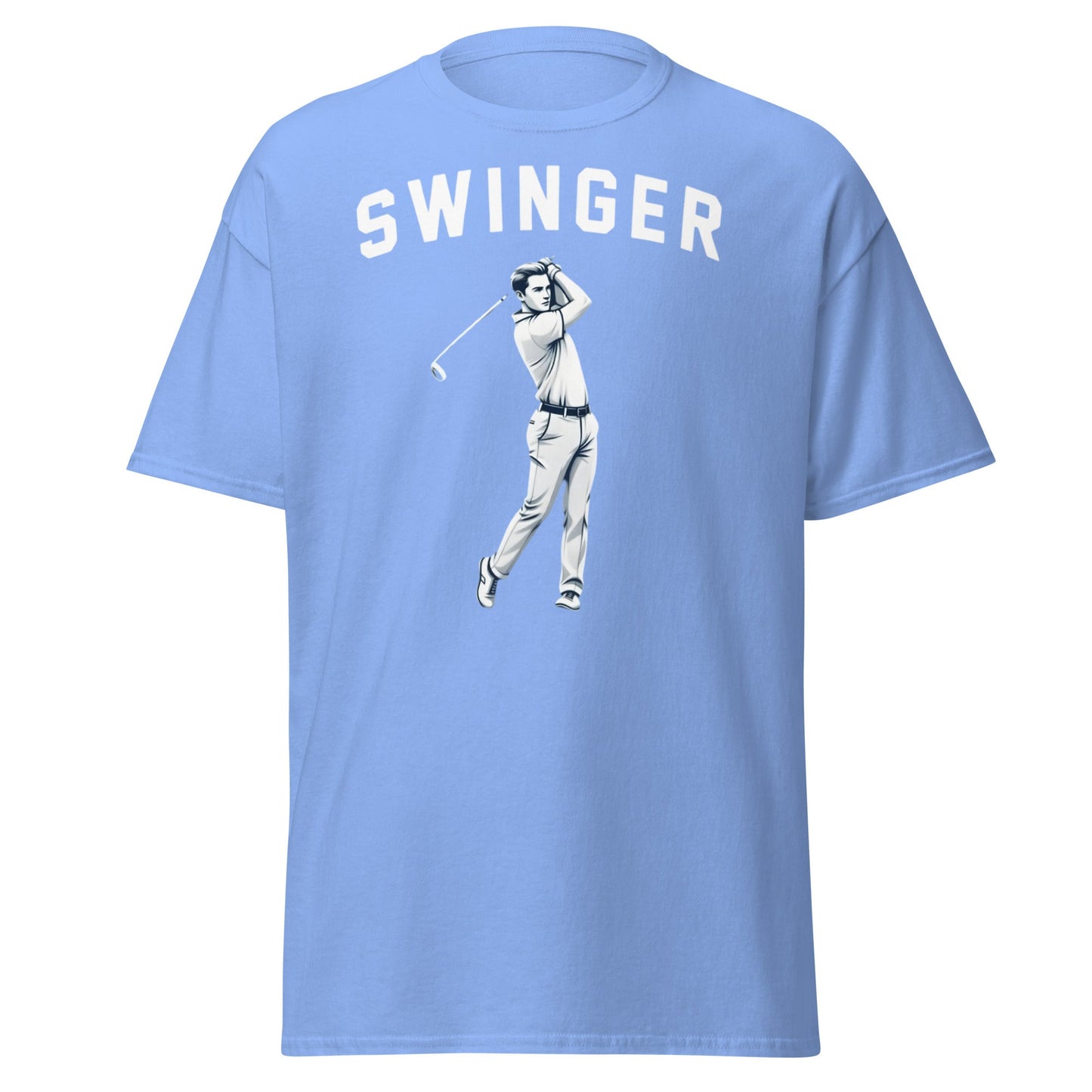 Retro Swinger Golf T-Shirt - Funny Golfer Graphic Tee - Carolina Blue - T-Shirts Online