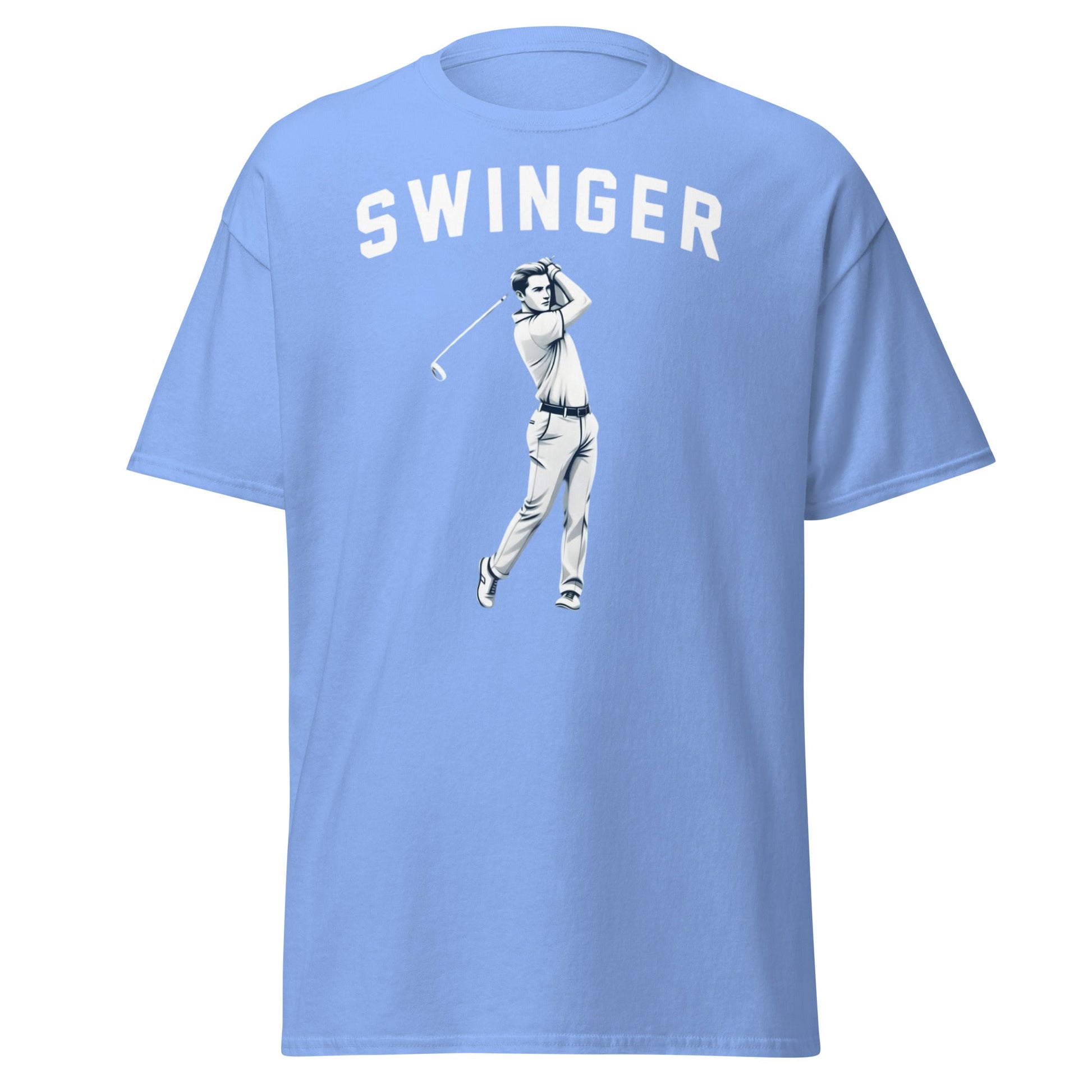 Retro Swinger Golf T-Shirt - Funny Golfer Graphic Tee - Carolina Blue - T-Shirts Online