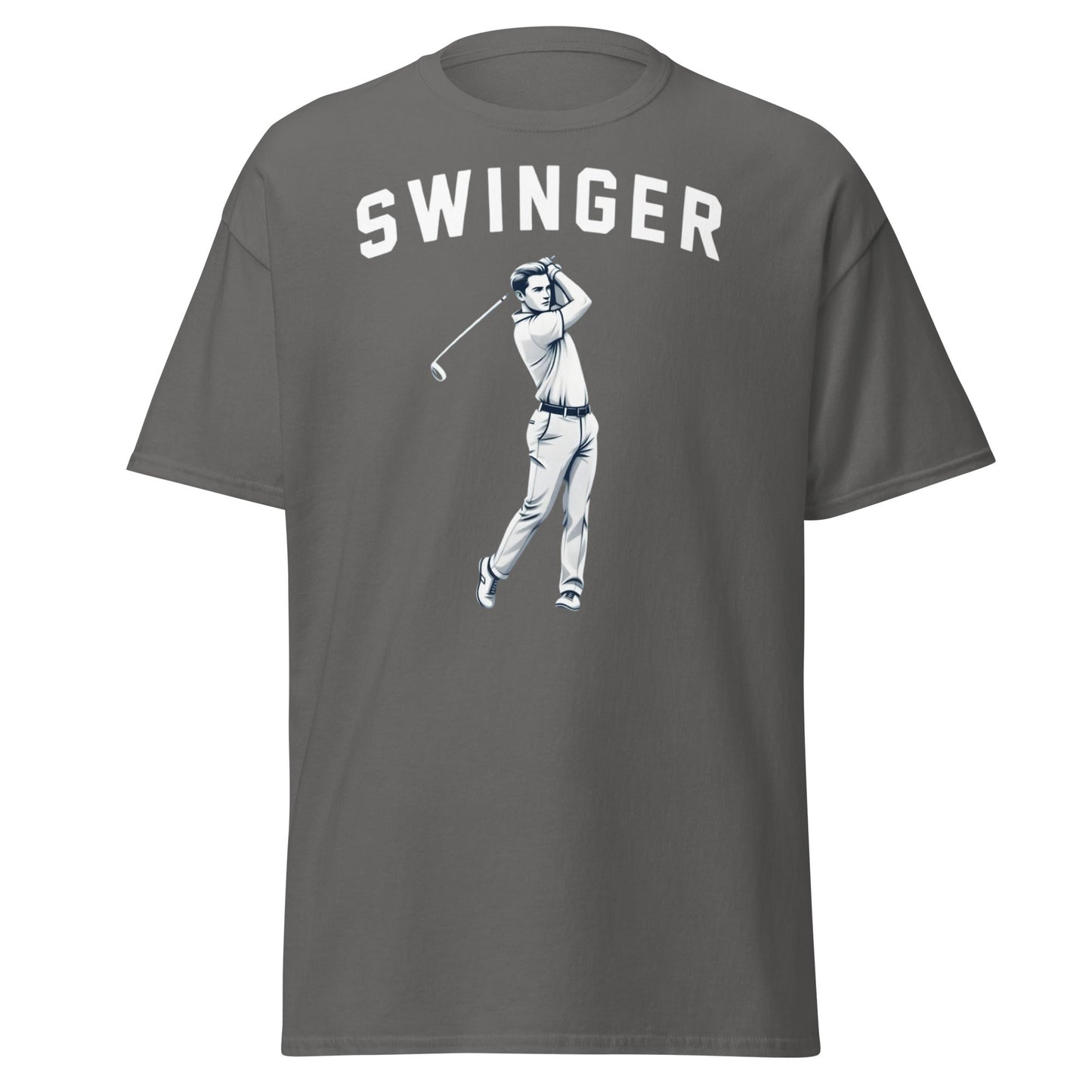 Retro Swinger Golf T-Shirt - Funny Golfer Graphic Tee - Charcoal - T-Shirts Online