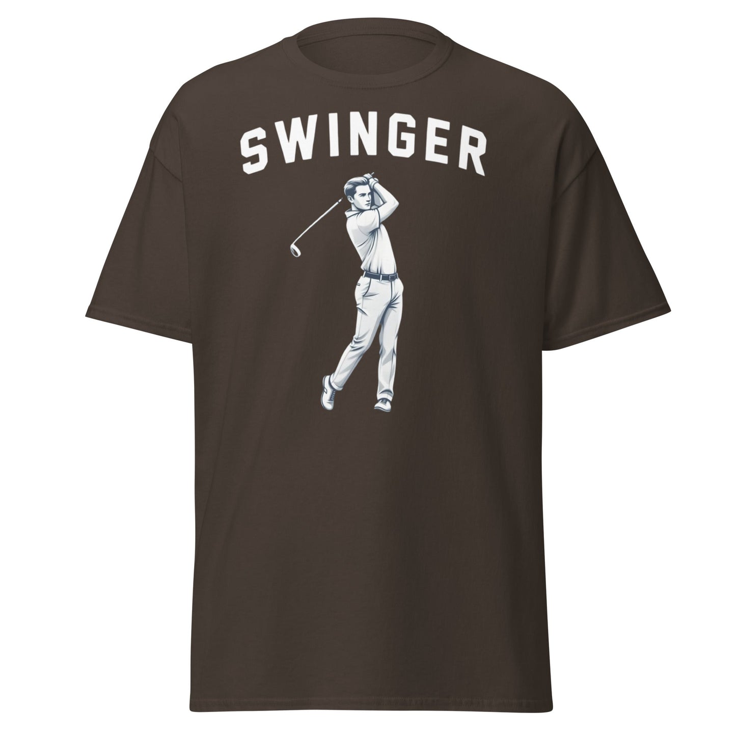 Retro Swinger Golf T-Shirt - Funny Golfer Graphic Tee - Dark Chocolate - T-Shirts Online