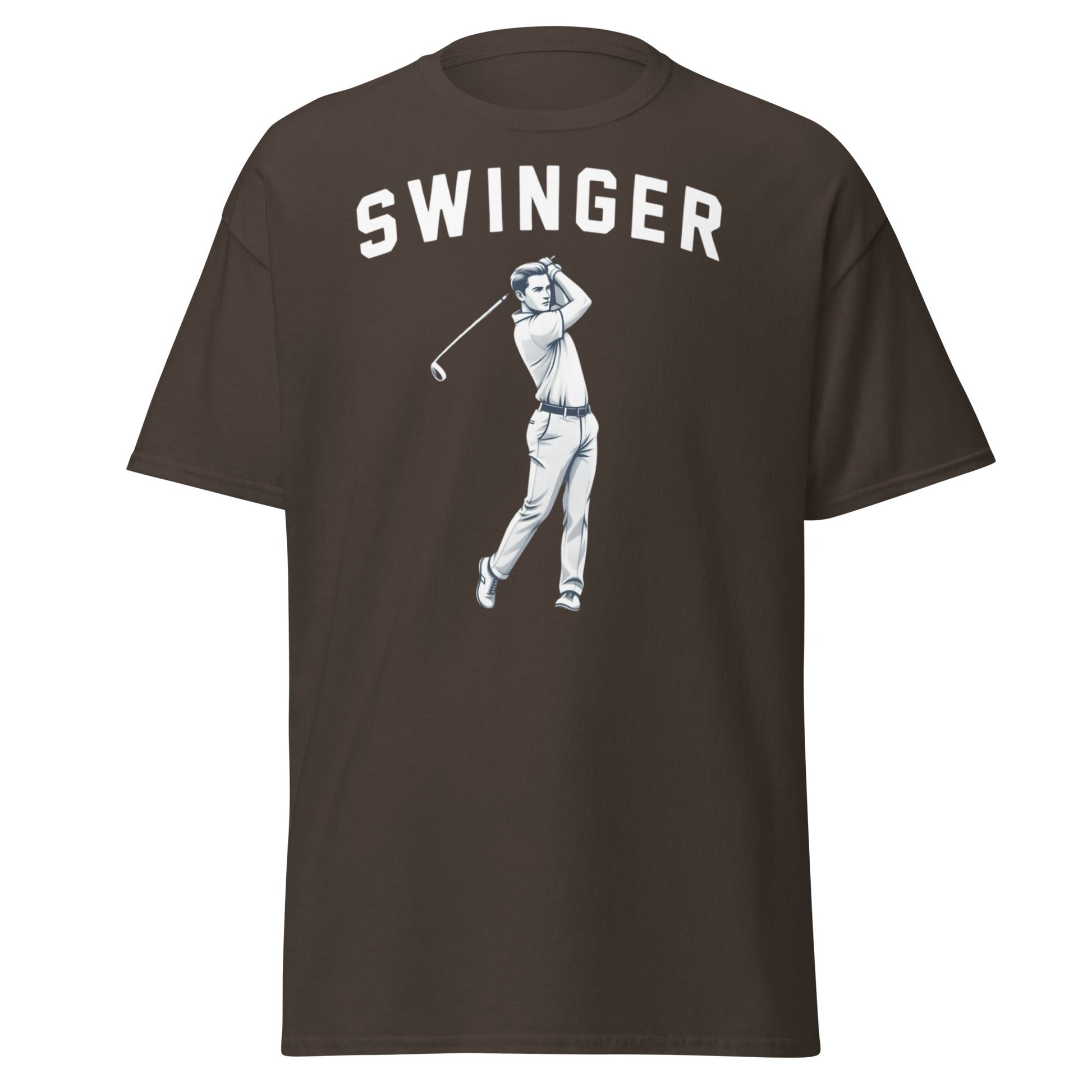 Retro Swinger Golf T-Shirt - Funny Golfer Graphic Tee - Dark Chocolate - T-Shirts Online