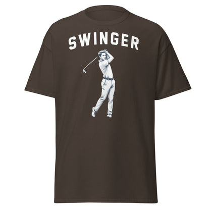 Retro Swinger Golf T-Shirt - Funny Golfer Graphic Tee - Dark Chocolate - T-Shirts Online