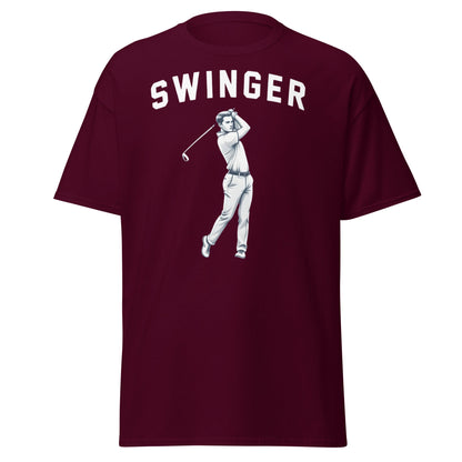 Retro Swinger Golf T-Shirt - Funny Golfer Graphic Tee - Maroon - T-Shirts Online