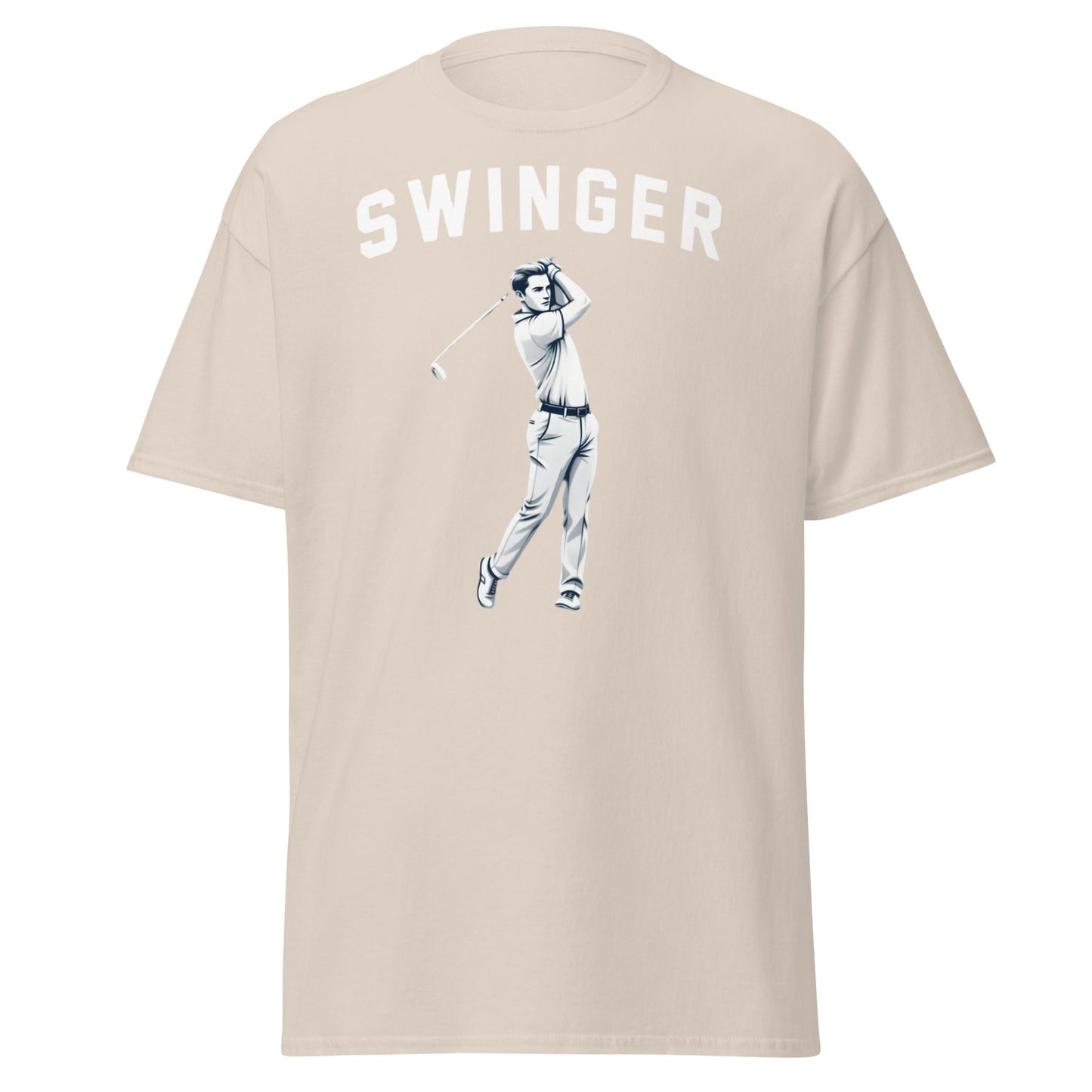 Retro Swinger Golf T-Shirt - Funny Golfer Graphic Tee - Natural - T-Shirts Online