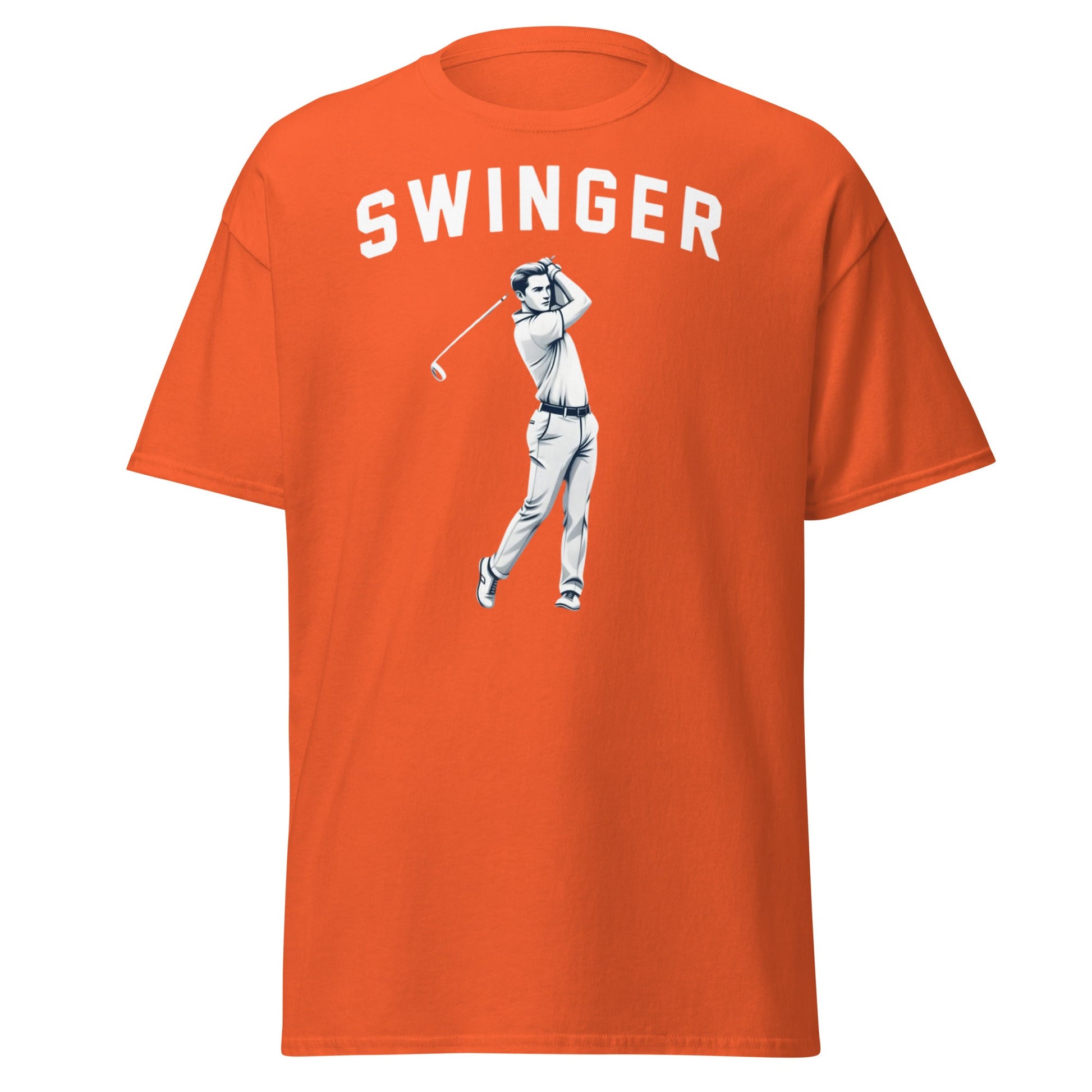 Retro Swinger Golf T-Shirt - Funny Golfer Graphic Tee - Orange - T-Shirts Online