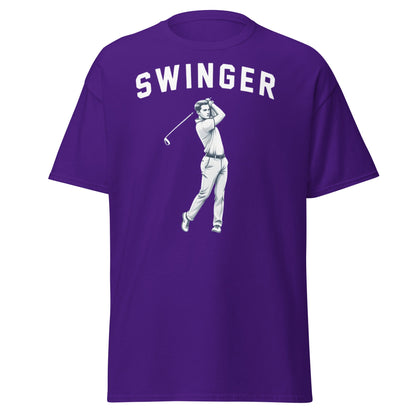 Retro Swinger Golf T-Shirt - Funny Golfer Graphic Tee - Purple - T-Shirts Online
