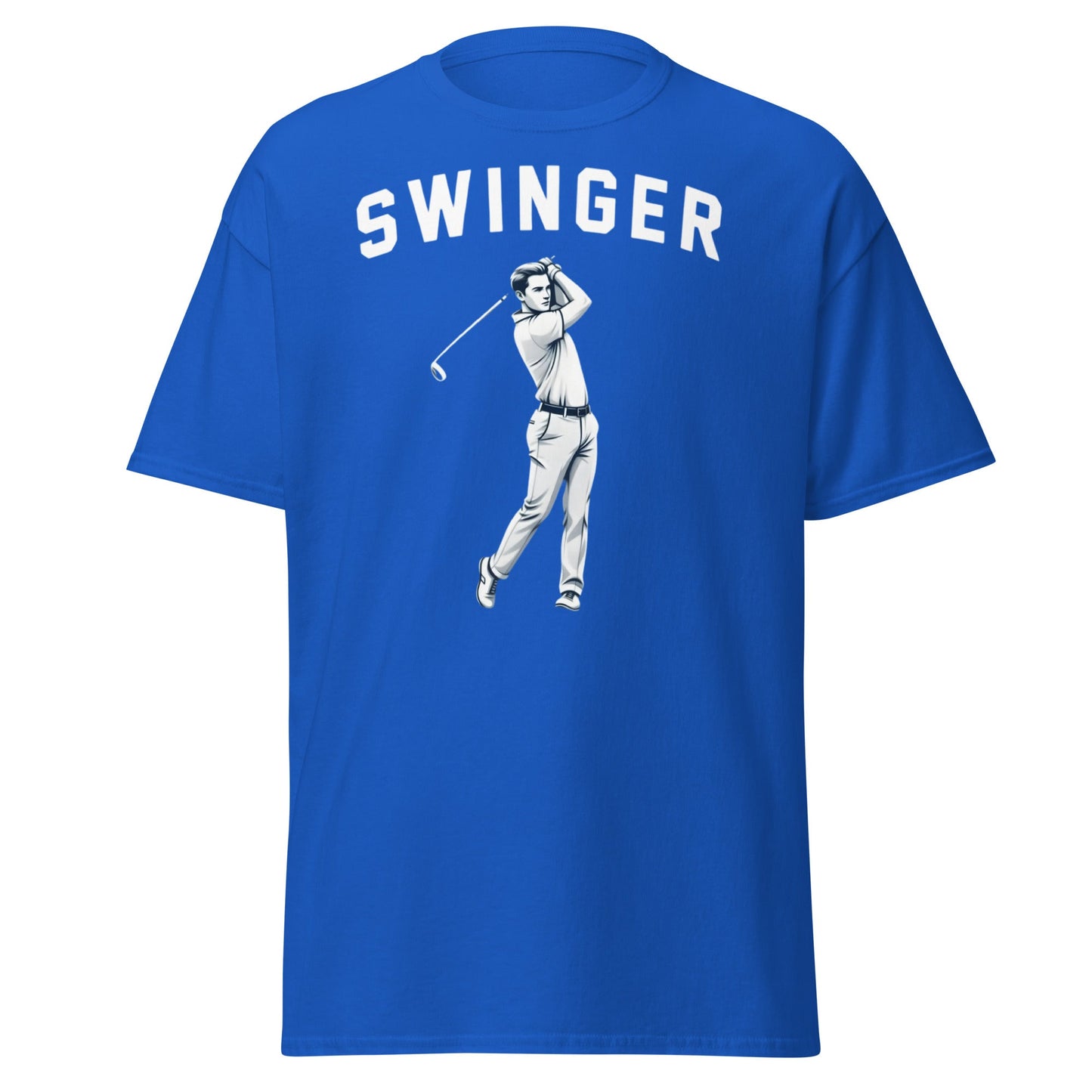 Retro Swinger Golf T-Shirt - Funny Golfer Graphic Tee - Royal - T-Shirts Online