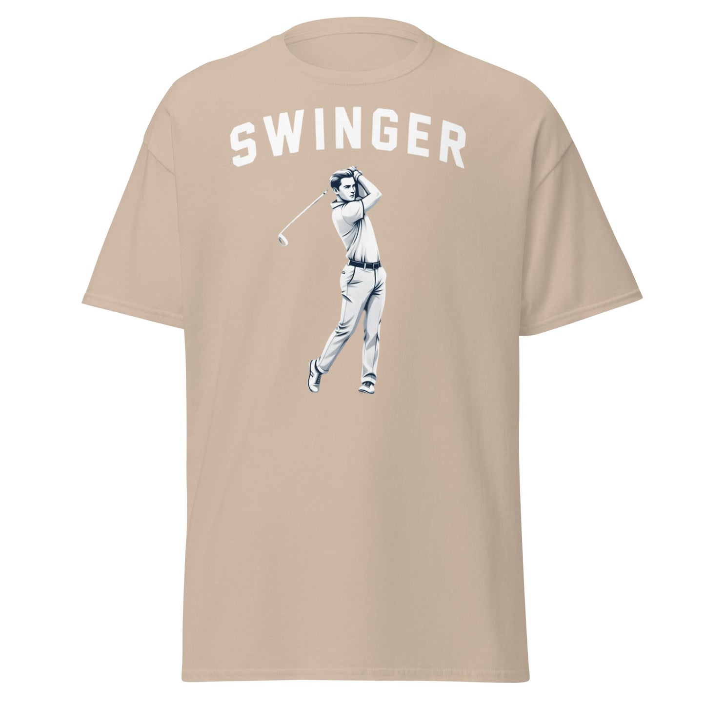 Retro Swinger Golf T-Shirt - Funny Golfer Graphic Tee - Sand - T-Shirts Online