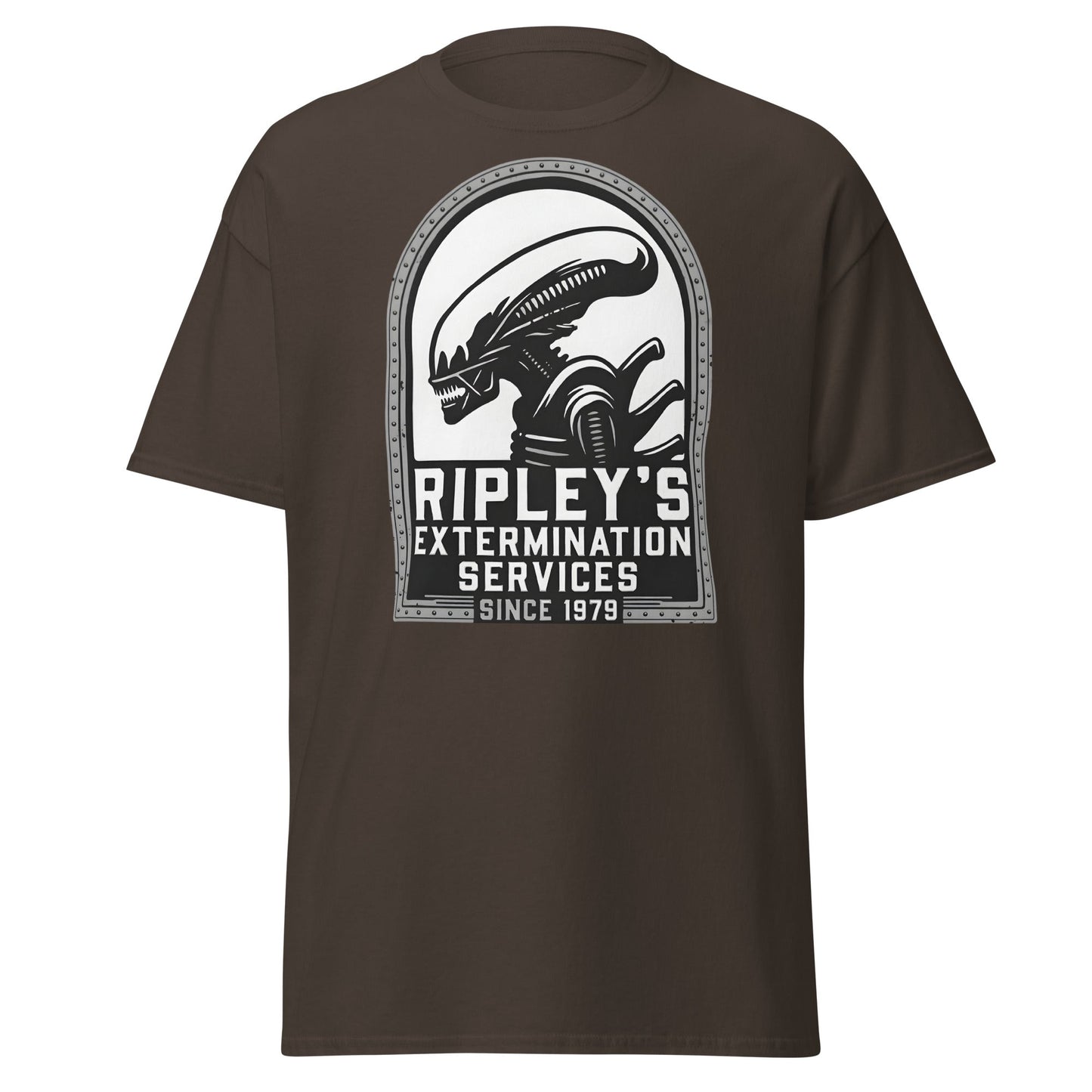 Ripley's Extermination Services T-Shirt - Parody Alien Fan Gear - Dark Chocolate - T-Shirts Online