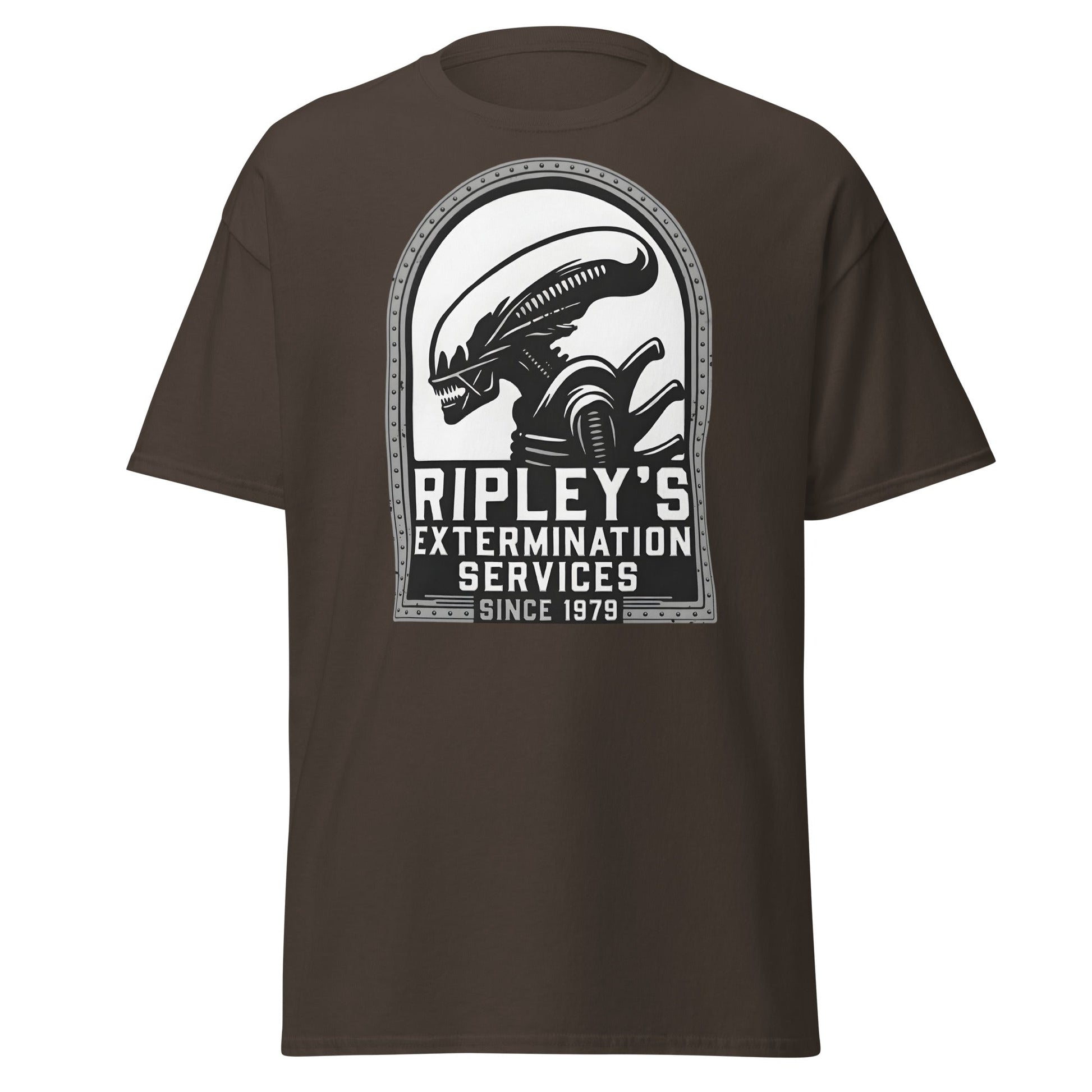Ripley's Extermination Services T-Shirt - Parody Alien Fan Gear - Dark Chocolate - T-Shirts Online