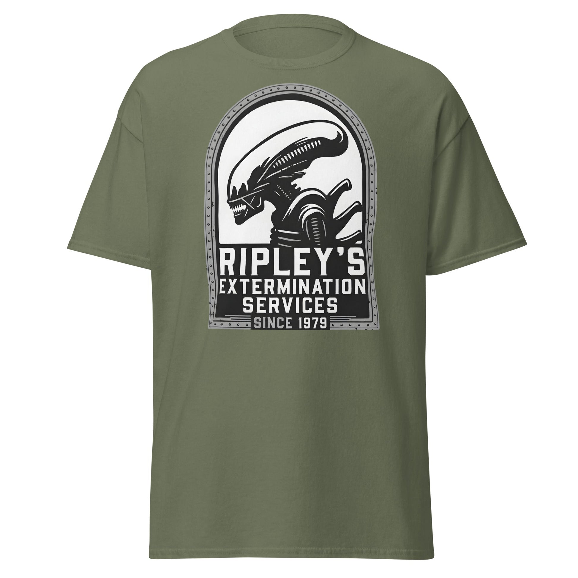 Ripley's Extermination Services T-Shirt - Parody Alien Fan Gear - Military Green - T-Shirts Online