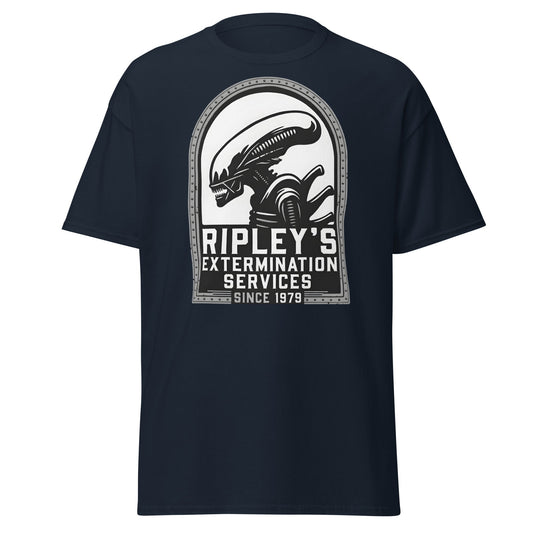 Ripley's Extermination Services T-Shirt - Parody Alien Fan Gear - Navy - T-Shirts Online