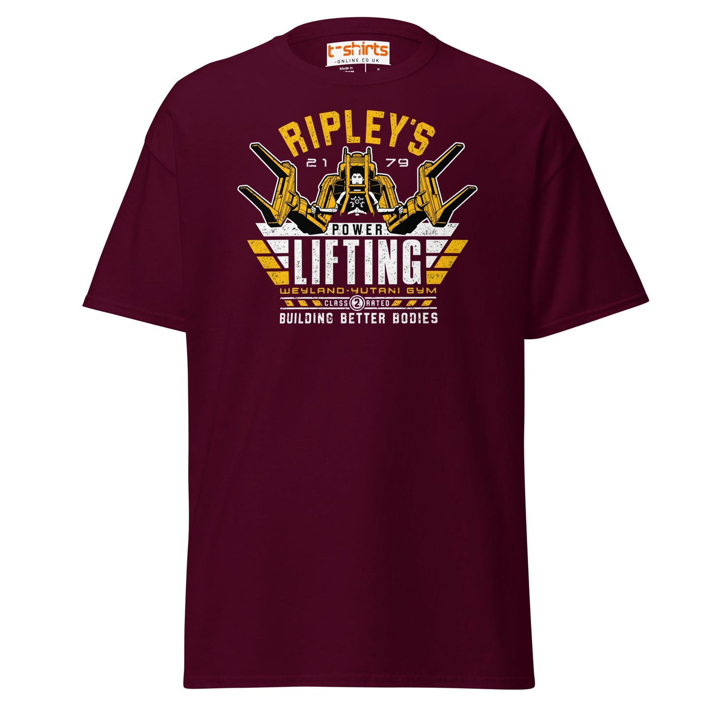 Ripley’s Power Lifting T-Shirt | Funny Sci - Fi Gym Tee - Maroon - T-Shirts Online