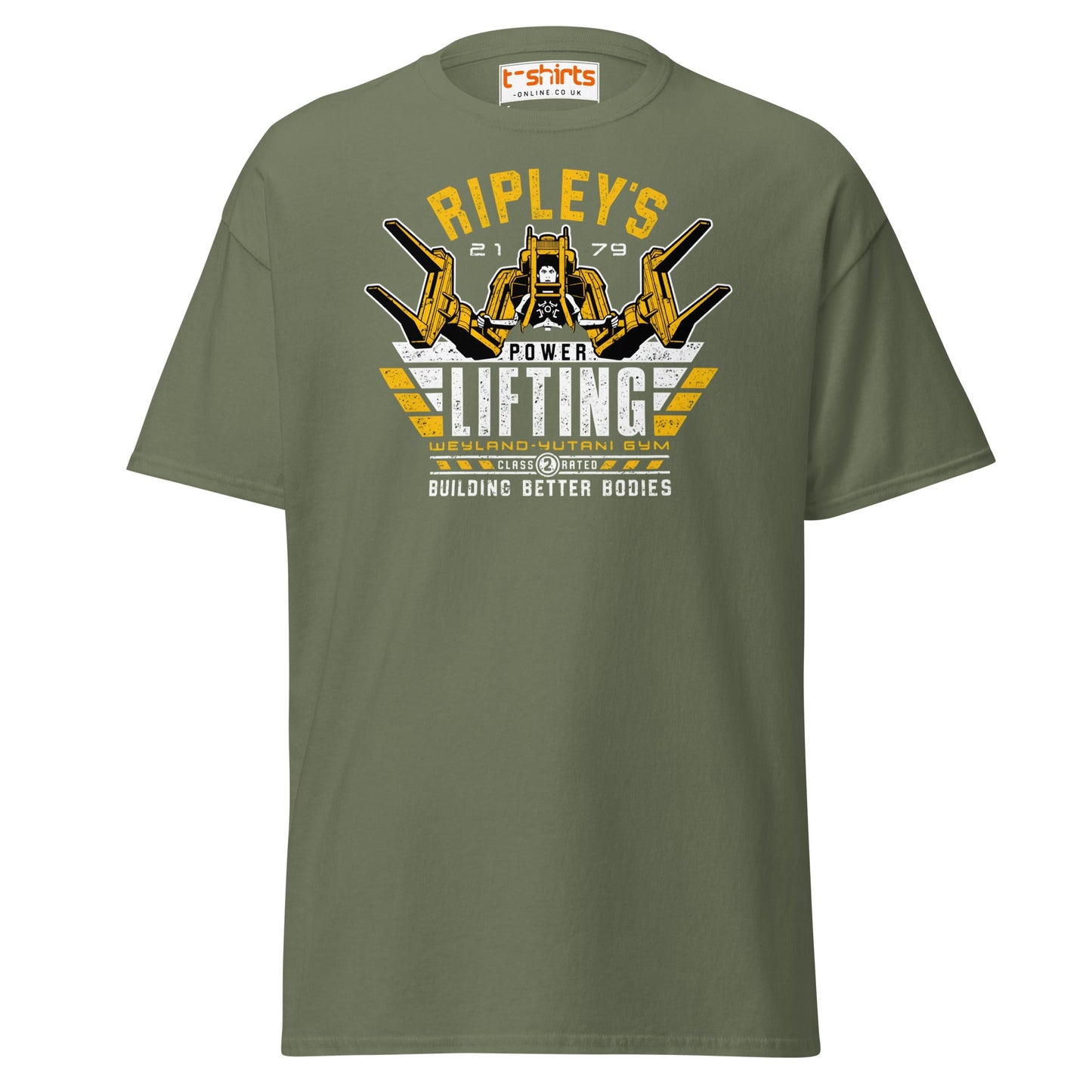 Ripley’s Power Lifting T-Shirt | Funny Sci - Fi Gym Tee - Military Green - T-Shirts Online