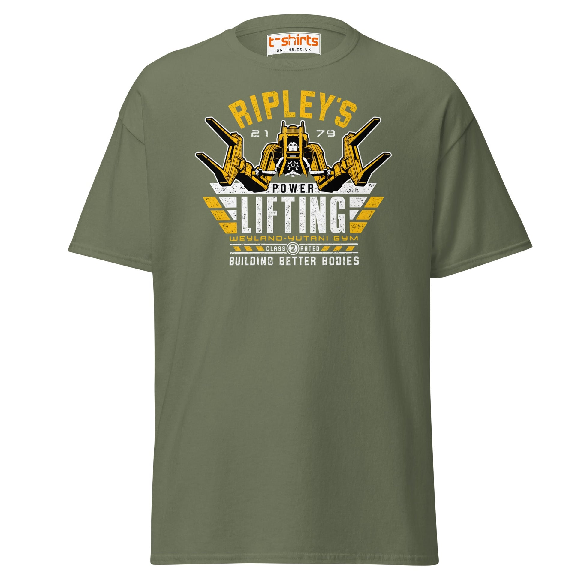 Ripley’s Power Lifting T-Shirt | Funny Sci - Fi Gym Tee - Military Green - T-Shirts Online
