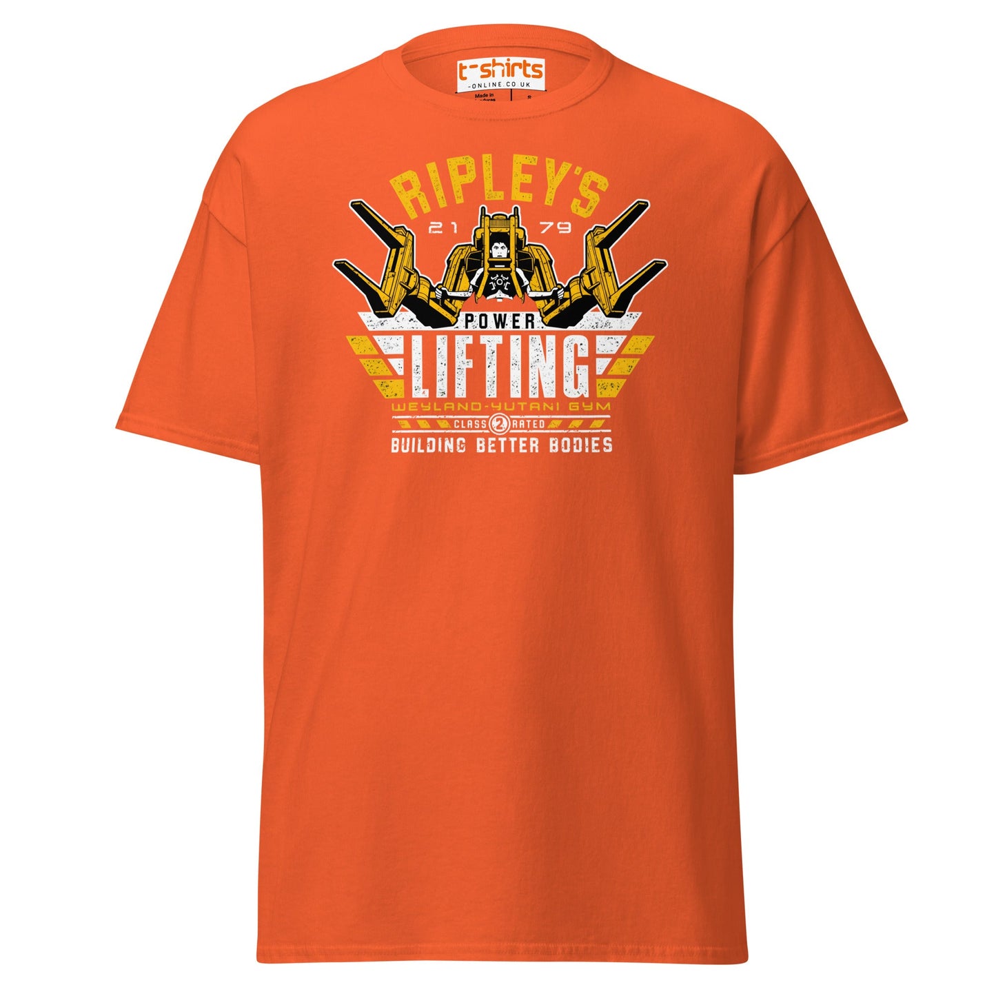 Ripley’s Power Lifting T-Shirt | Funny Sci - Fi Gym Tee - Orange - T-Shirts Online