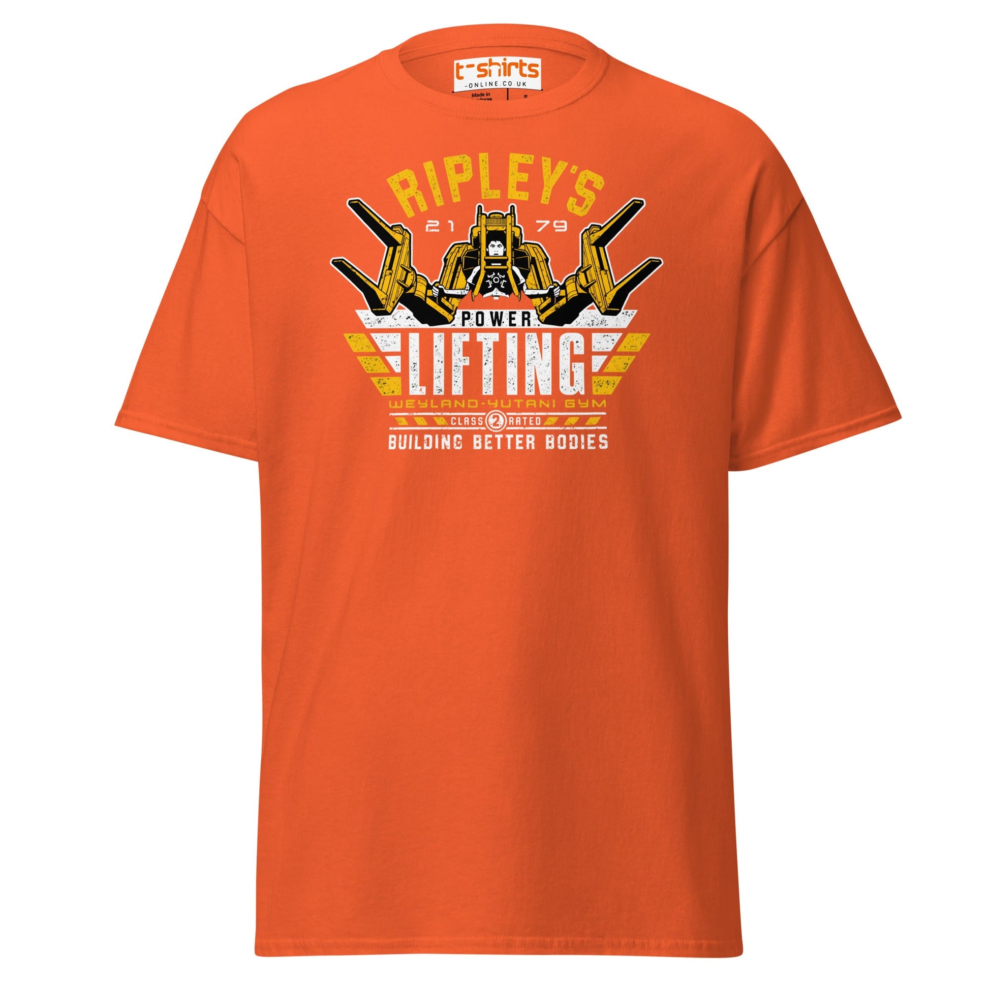 Ripley’s Power Lifting T-Shirt | Funny Sci - Fi Gym Tee - Orange - T-Shirts Online