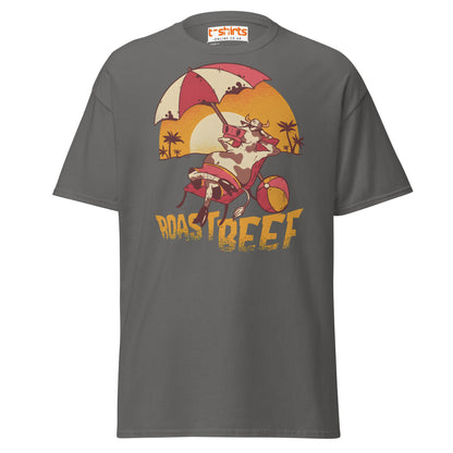 Roastbeef T-Shirt | Funny Cow Beach Cartoon Tee - Charcoal - T-Shirts Online