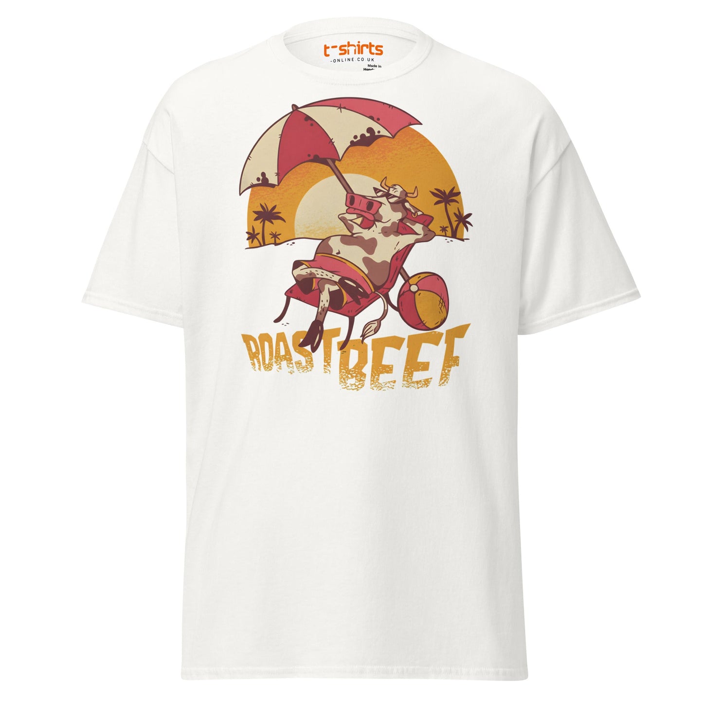Roastbeef T-Shirt | Funny Cow Beach Cartoon Tee - White - T-Shirts Online