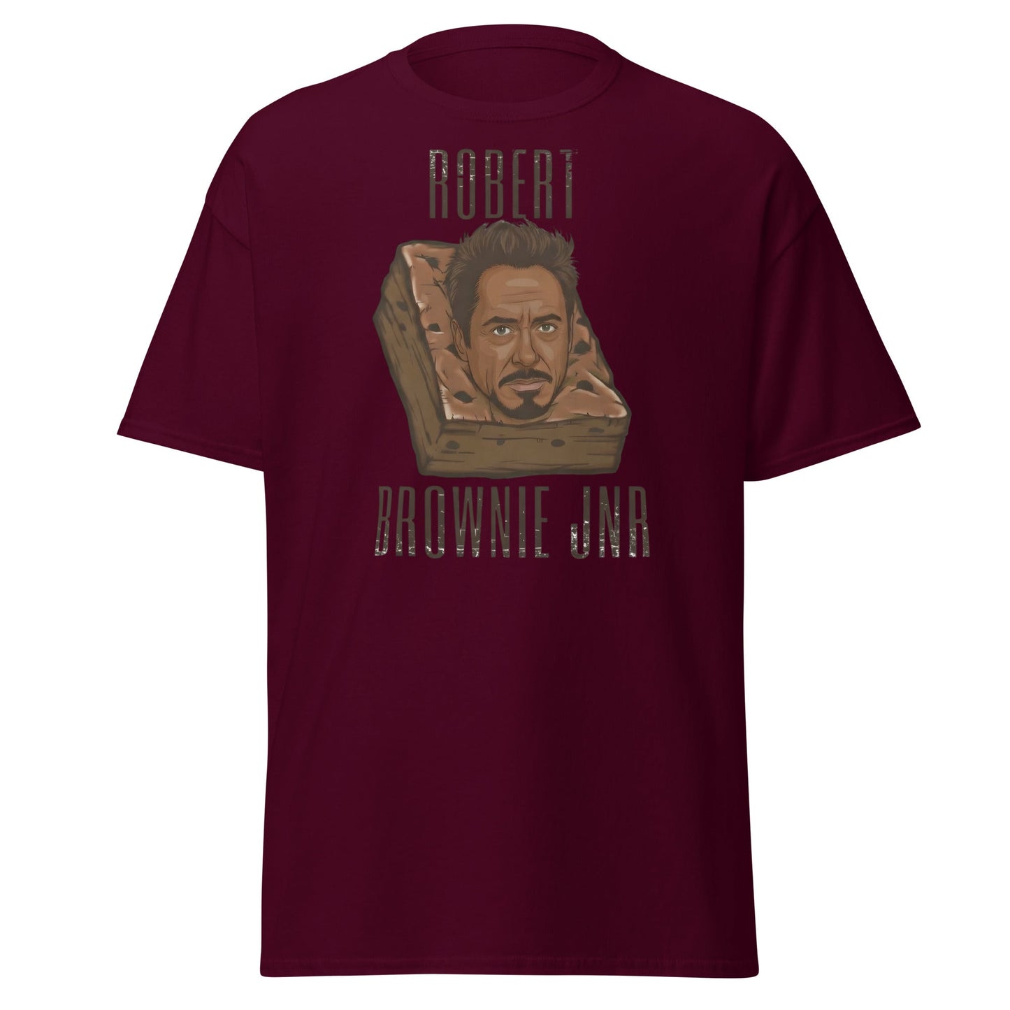 Robert Brownie Jnr T-Shirt | Funny Celebrity Pun Graphic Tee - Maroon - T-Shirts Online