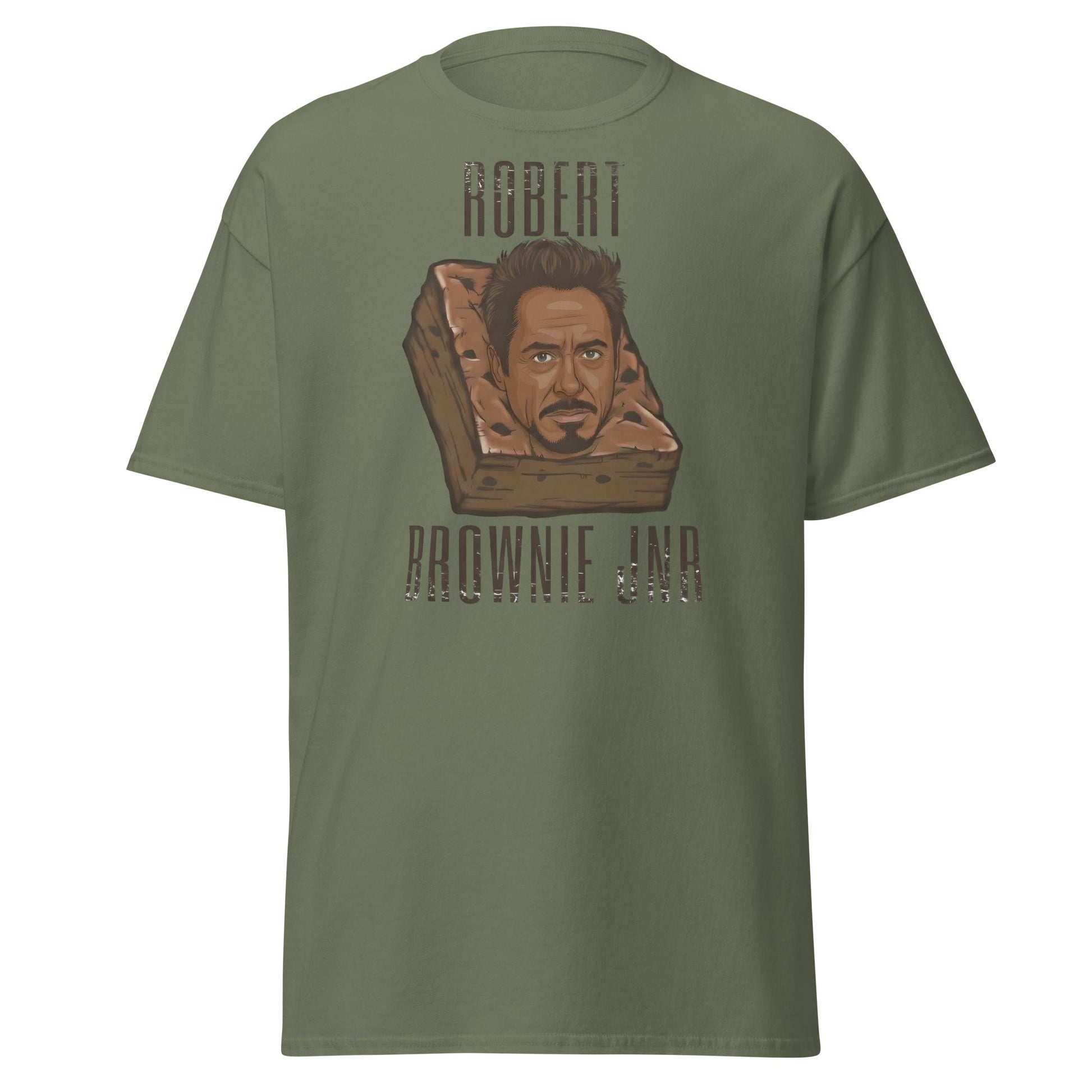 Robert Brownie Jnr T-Shirt | Funny Celebrity Pun Graphic Tee - Military Green - T-Shirts Online