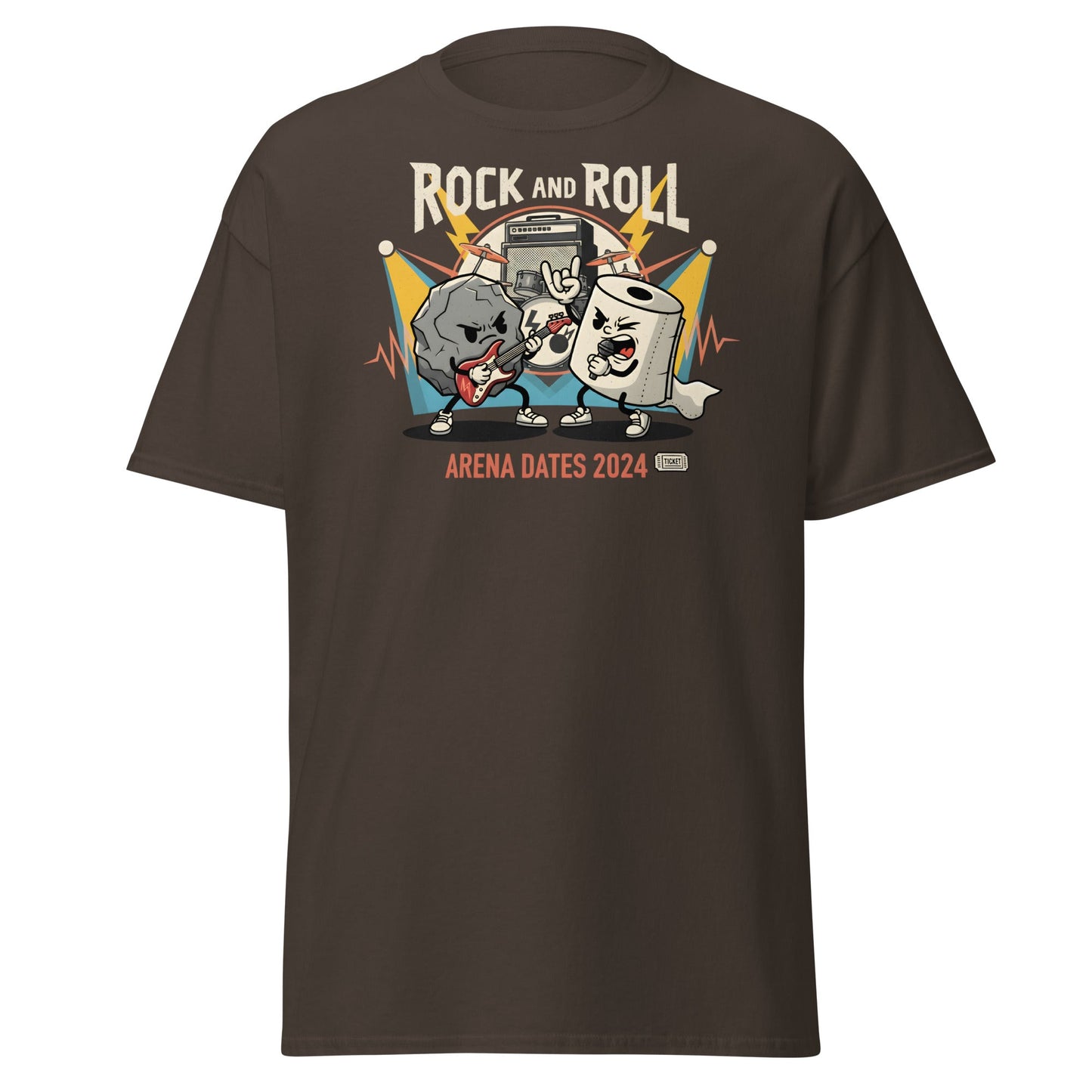 Rock and Roll Arena Dates 2024 Pun T-Shirt - Dark Chocolate - T-Shirts Online