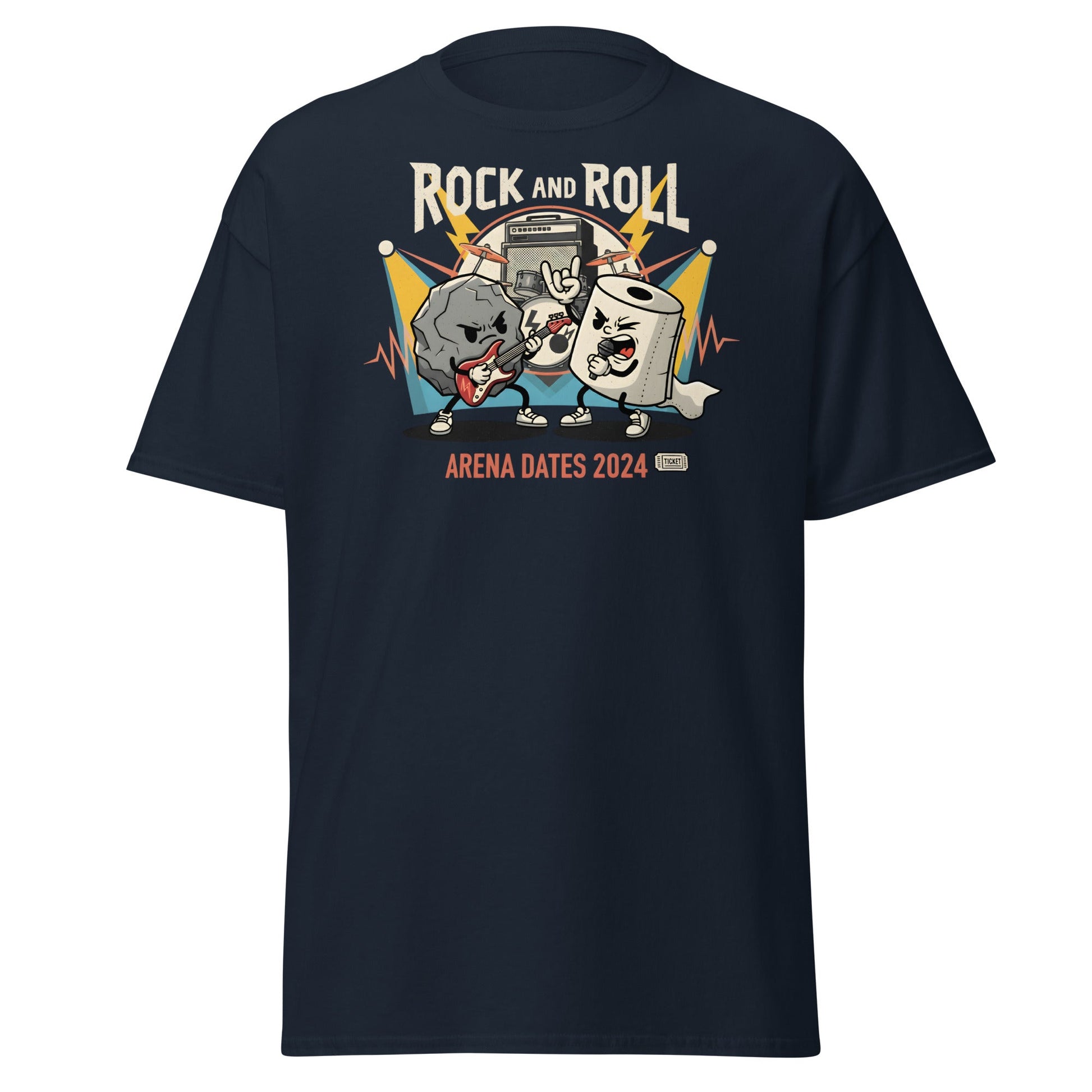 Rock and Roll Arena Dates 2024 Pun T-Shirt - Navy - T-Shirts Online