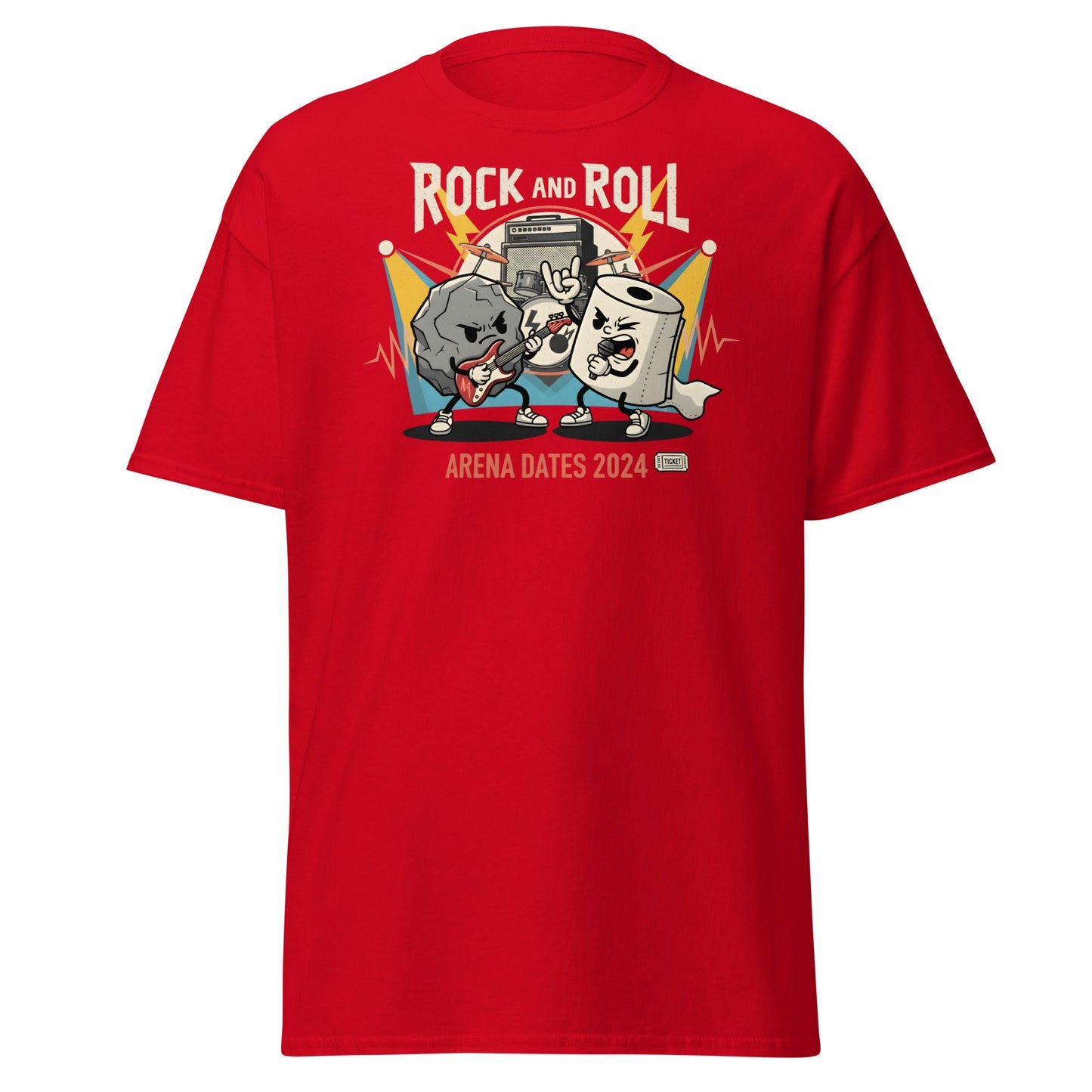 Rock and Roll Arena Dates 2024 Pun T-Shirt - Red - T-Shirts Online