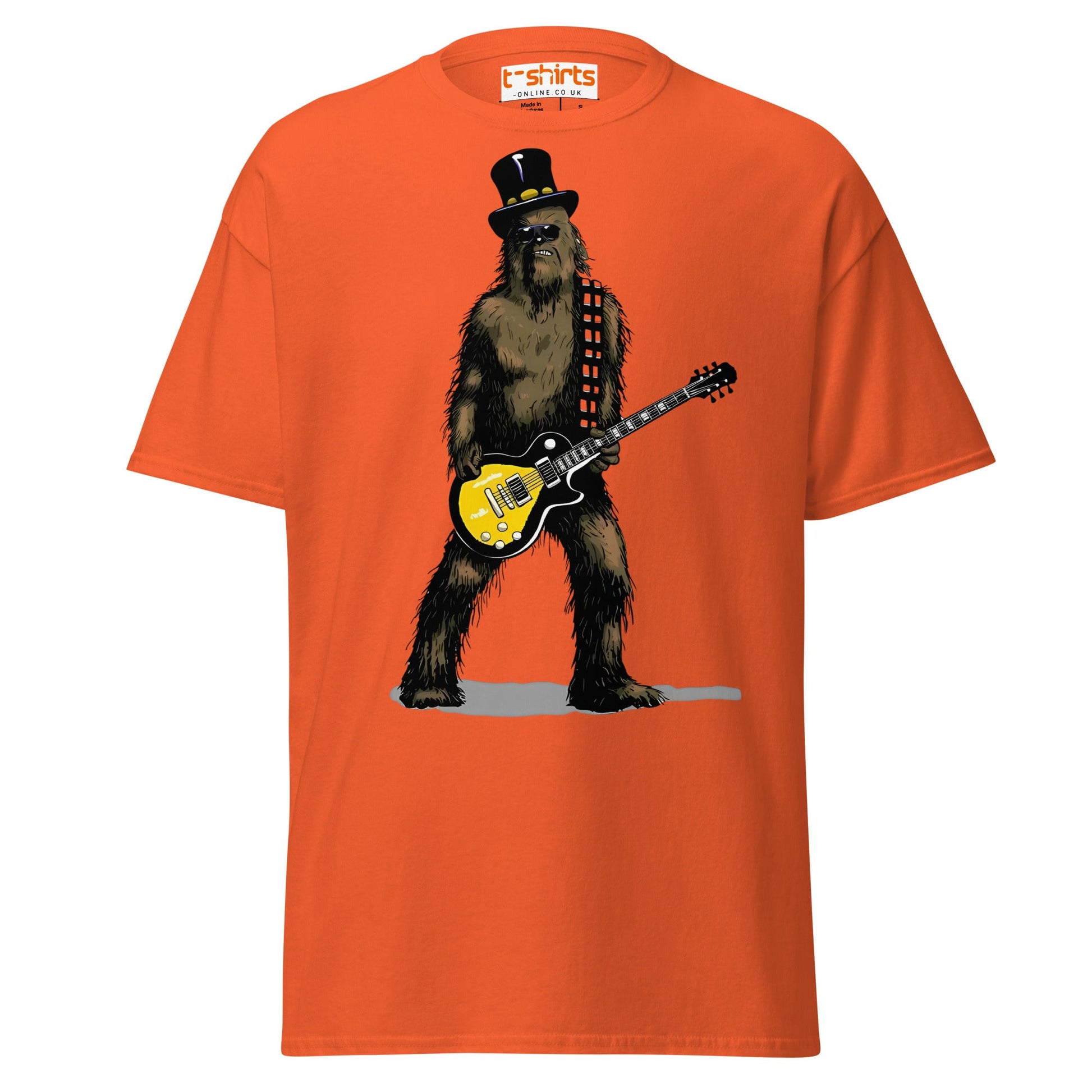 Rock Legend T-Shirt | Funny Guitar Wookiee Parody Tee - Orange - T-Shirts Online