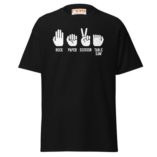 Rock Paper Scissor Table Saw T-Shirt | Funny Humor Tee - Black - T-Shirts Online