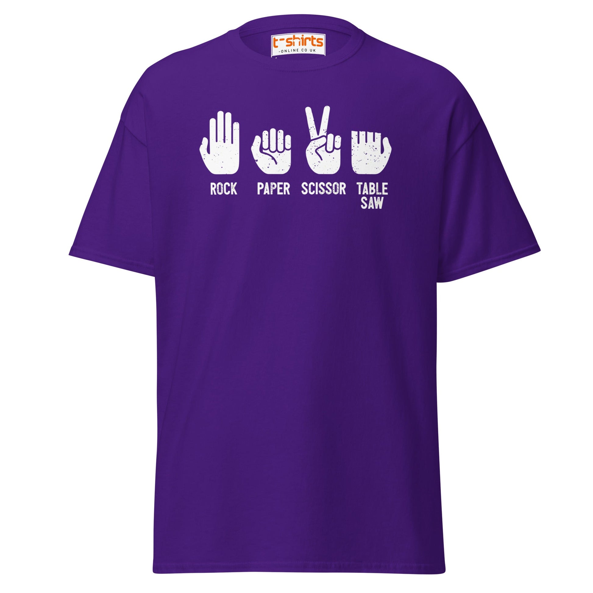 Rock Paper Scissor Table Saw T-Shirt | Funny Humor Tee - Purple - T-Shirts Online